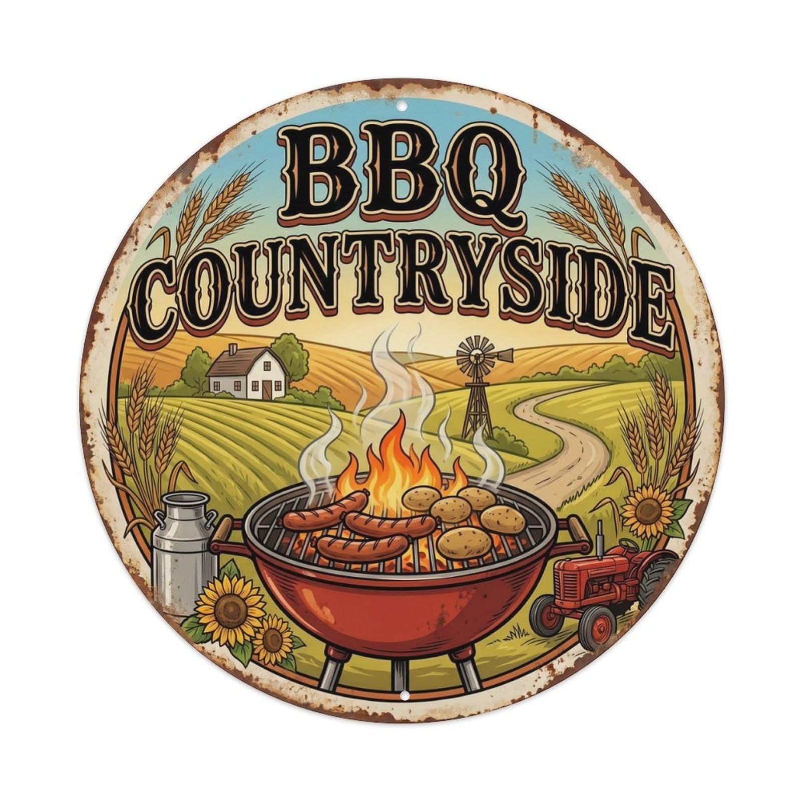 Tgrcjimh Style. Vintage Bbq Countryside Outdoor Bar Metal Tin Sign