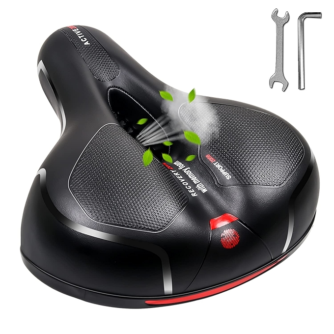 MSDADA舒适自行车座垫，男女通用宽大记忆泡棉减震防水自行车座