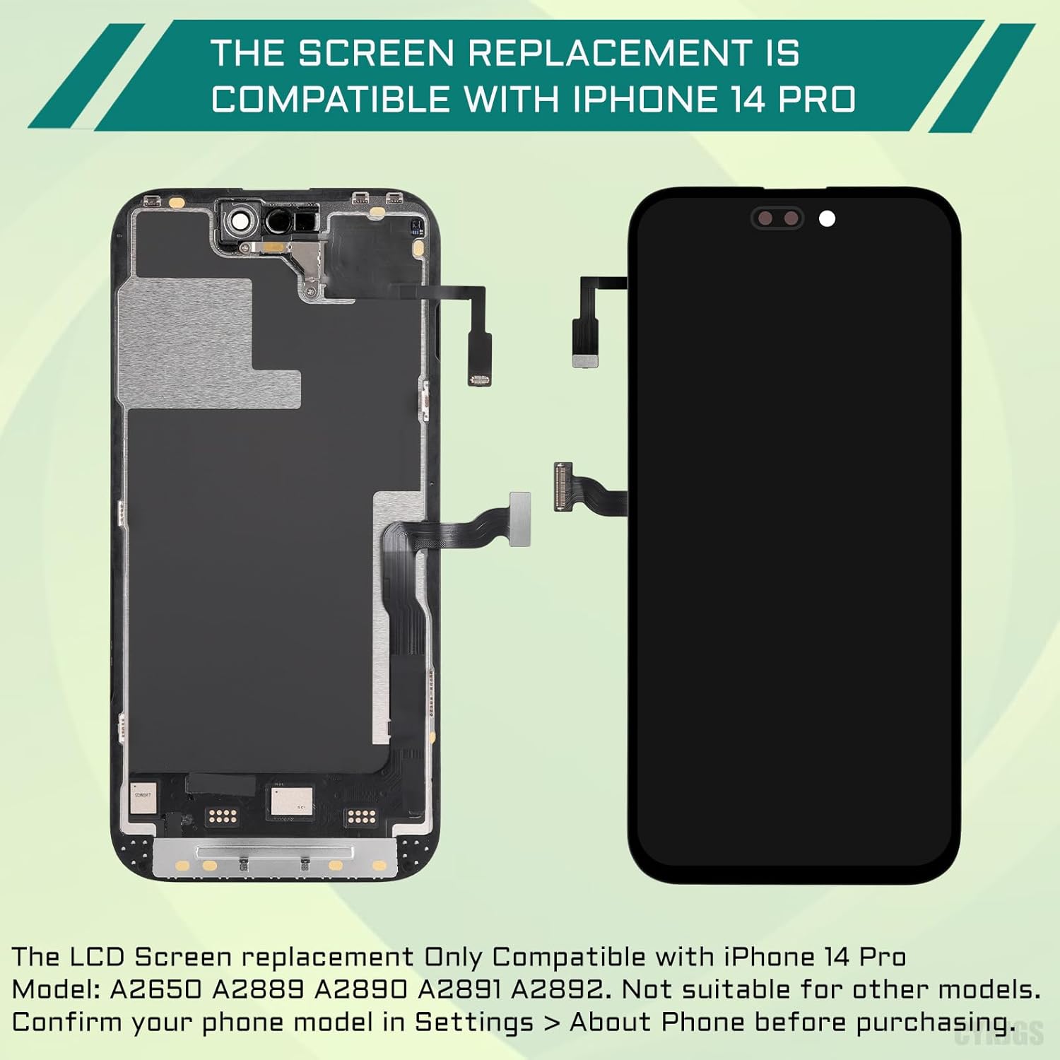for iPhone 14 Pro Screen Replacement with Proximity Sensor Earspeaker Flex Cable 6.1" 3D Touch LCD Display Digitizer Full Assembly Front Glass Repair Fix Tools Kit A2650 A2889 A2890 A2891 A2892