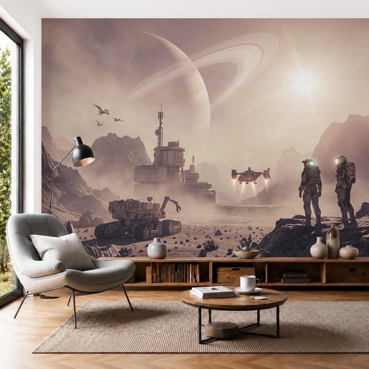 Poster mural panoramique désert surréaliste fresque haut de gamme
