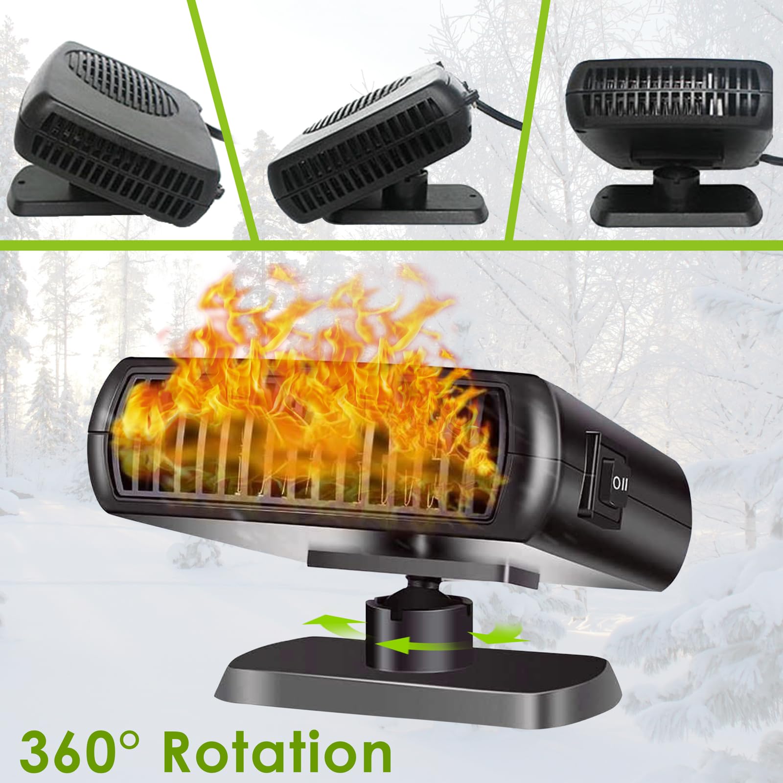 Riscaldatore 12V per Auto 150W, Portatile Stufetta Auto 12 Volt Ventola di Riscaldamento Automobile Riscaldante Sbrinatori Sbrinatore per Parabrezza con Accendisigari per Auto,Caravan,Camion,Barca