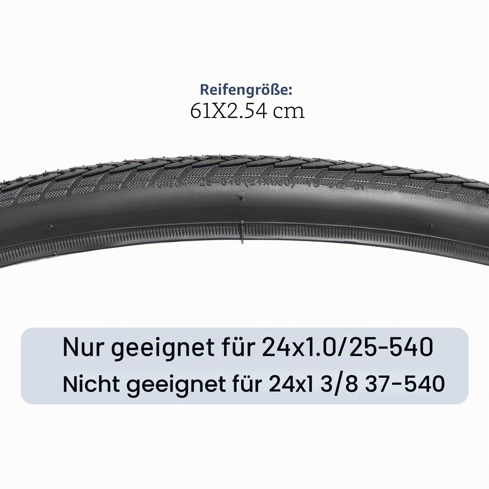 YunSCM 2PCS 24 Zoll Fahrradreifen 24x1.0 Mantel 25-540 60TPI Folding Sports Rollstuhlreifen Non-Scratch Compound mit 1.2MM Antipuncture Protection Kompatibel mit 24 x 1.0 24x1 Rollstuhlreifen