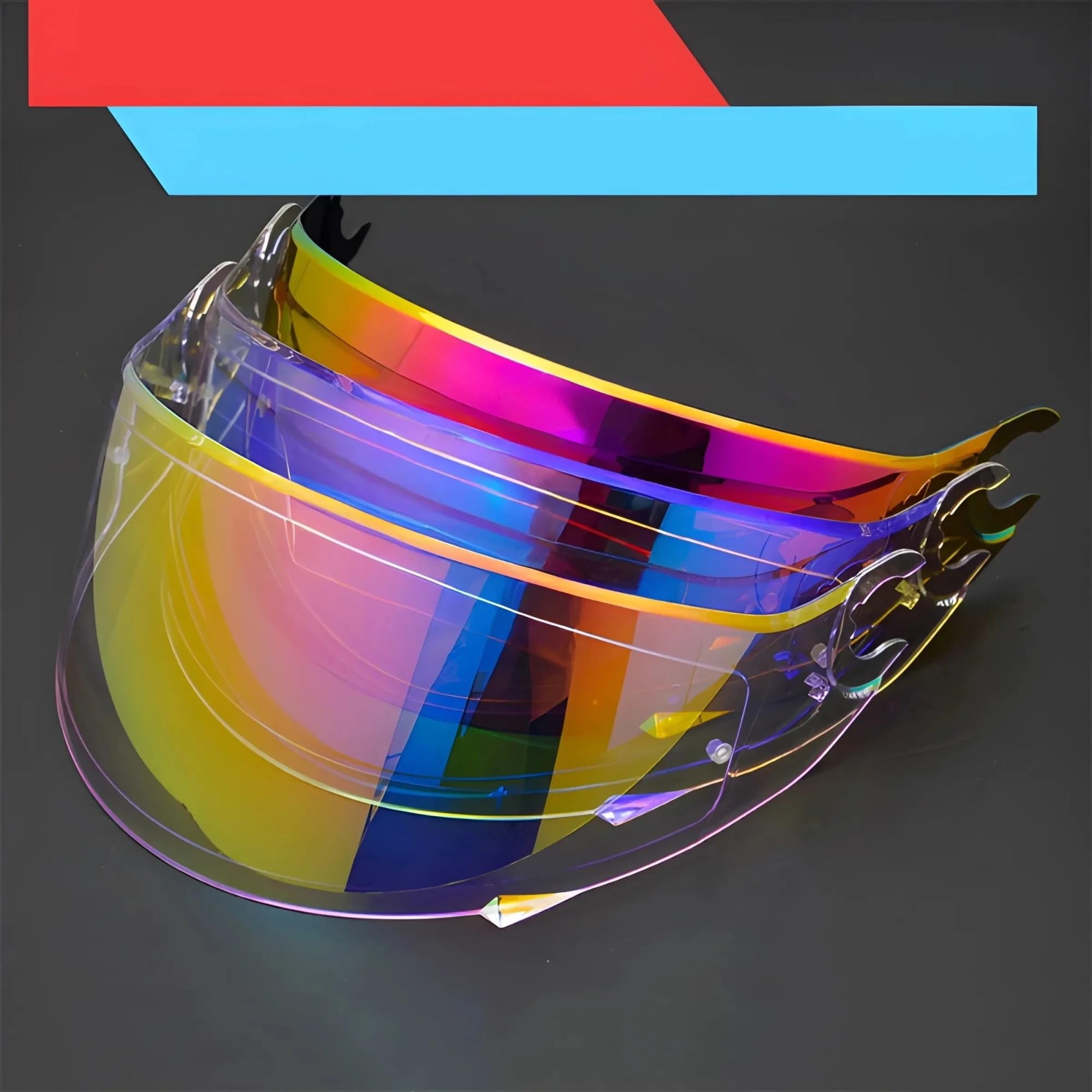 Visiera per casco Visiera for casco Lente di ricambio for integrale Accessori for visiera Copricasco for moto protezione antipioggia antigraffio(Revo blue)