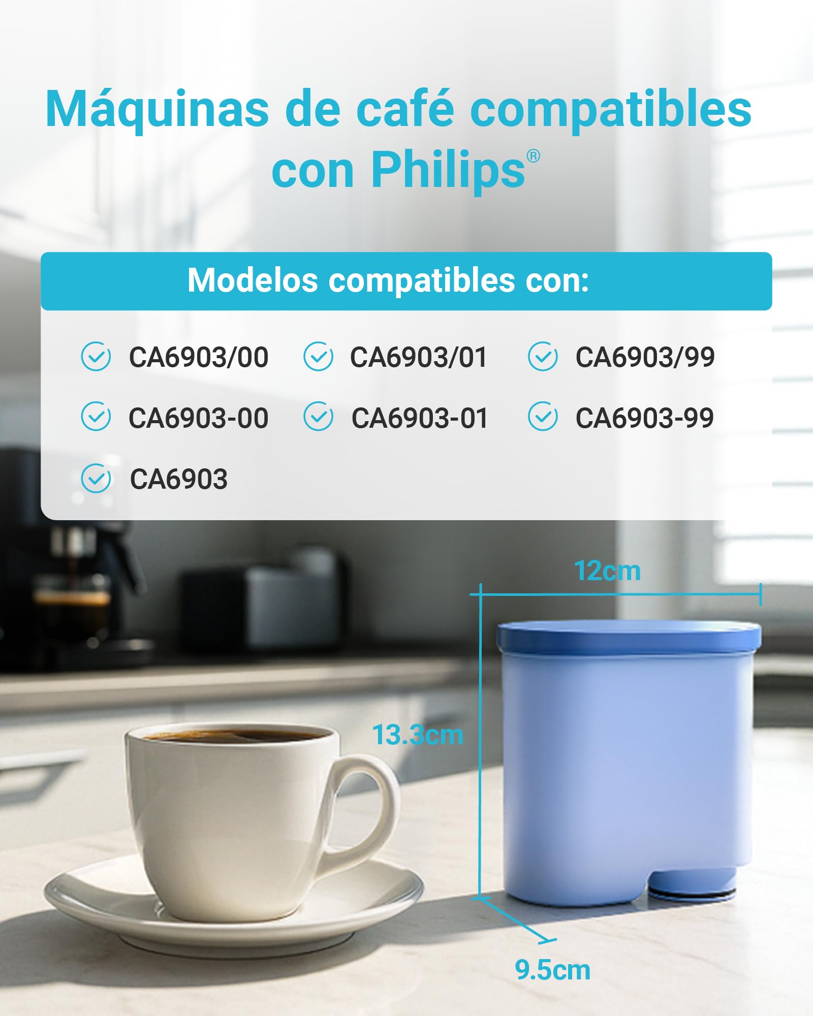 AQUA CREST Filtro de agua de repuesto para cafeteras automáticas Philips® AquaClean® CA6903/10 CA6903/22, cartucho de filtro para cafeteras automáticas Saeco® y Philips®, certificado TÜV SÜD (4)