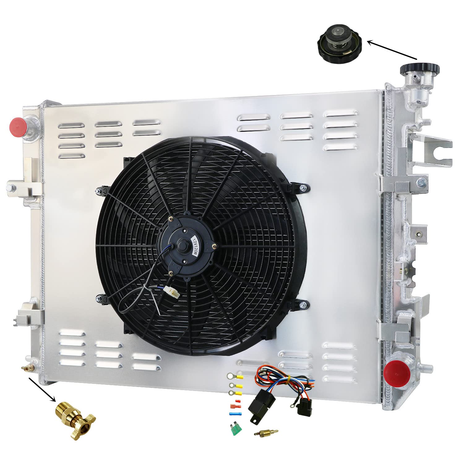 RADREPLA 3 Row Radiator For 2011-2018 Ram 1500/2500/3500 & 2009-2010 Dodge Ram 1500/Ram 2500 All Aluminum Radiators + Shroud + Fan + Relay