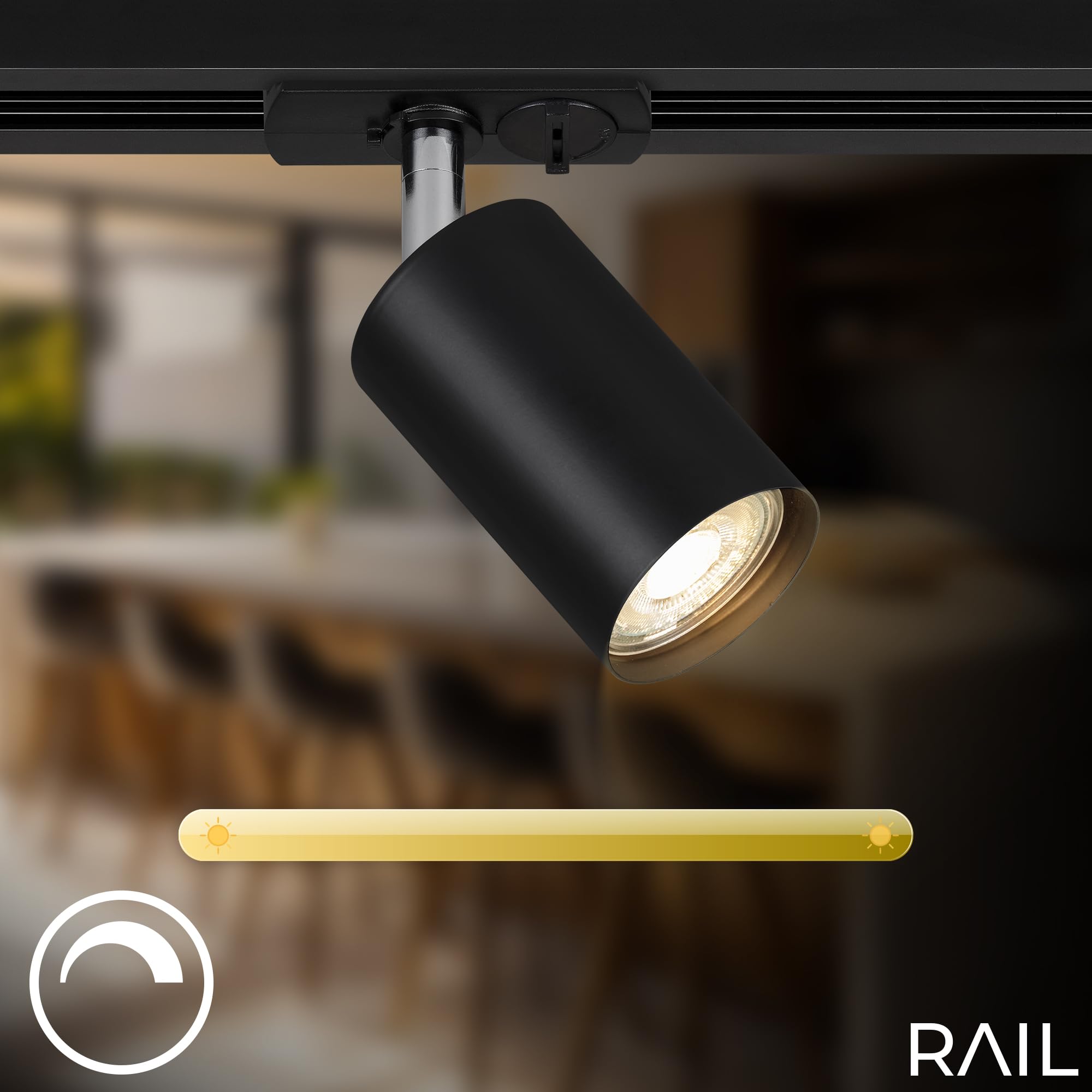 BRILONER - Sistema de rieles, 4x proyectores GU10 orientables, extensible, sistema de iluminación de rieles, riel para proyectores, lámpara de techo, lámpara de techo, proyector, 1,5 m, negro