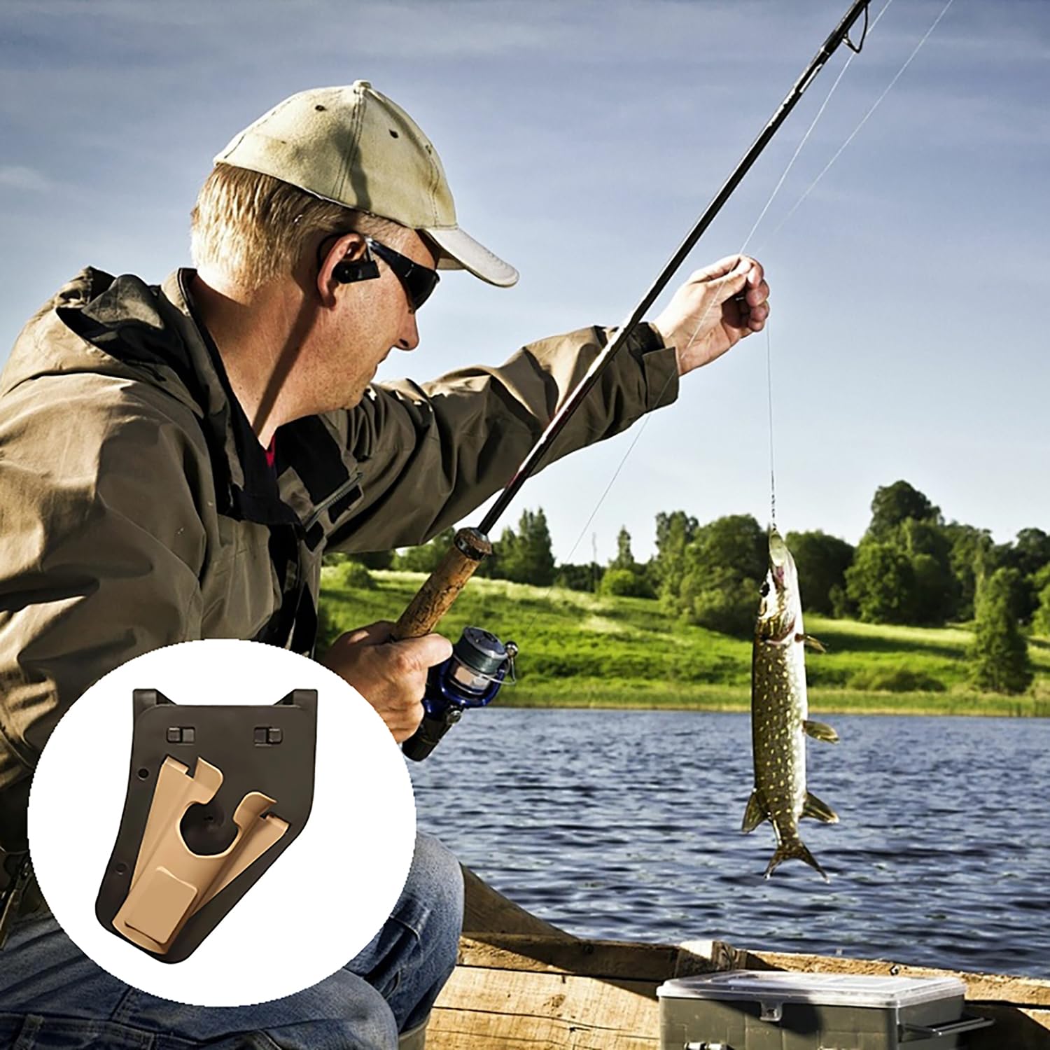 Étui Hanche Canne Pêche Coulissant, Porte-Canne à Pêche Ceinture, Support Portable Mains Libres avec Poches Cachées Ceinture Tirage Rapide pour à Mouche et Bord l'Eau