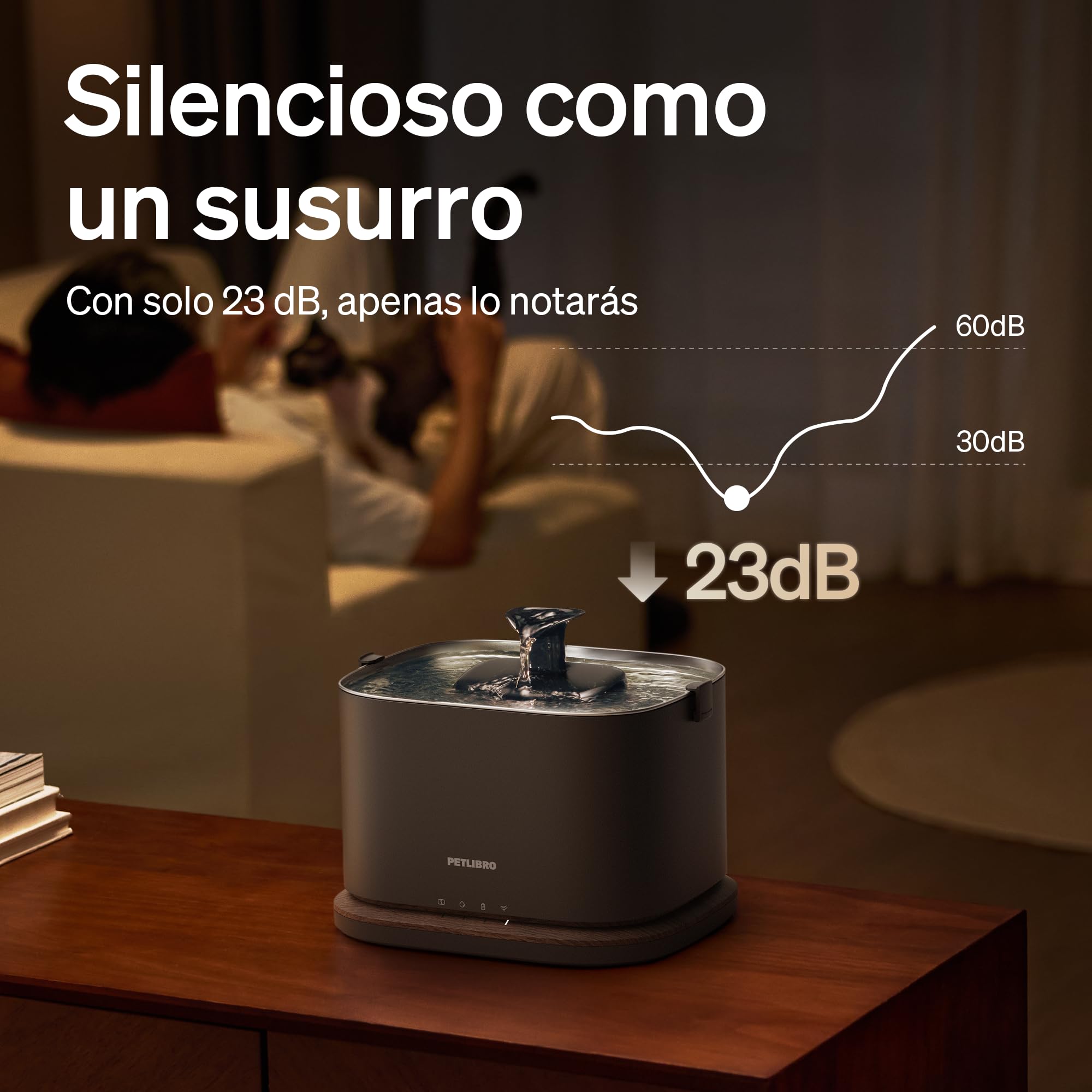 PETLIBRO Dockstream 2 Fuente Agua Gatos, Bebedero Automático App WiFi, 23dB Silencioso, Fácil Limpieza, 3L Acero Inoxidable, sin BPA — Batería 5000mAh Inalámbrico, Negro
