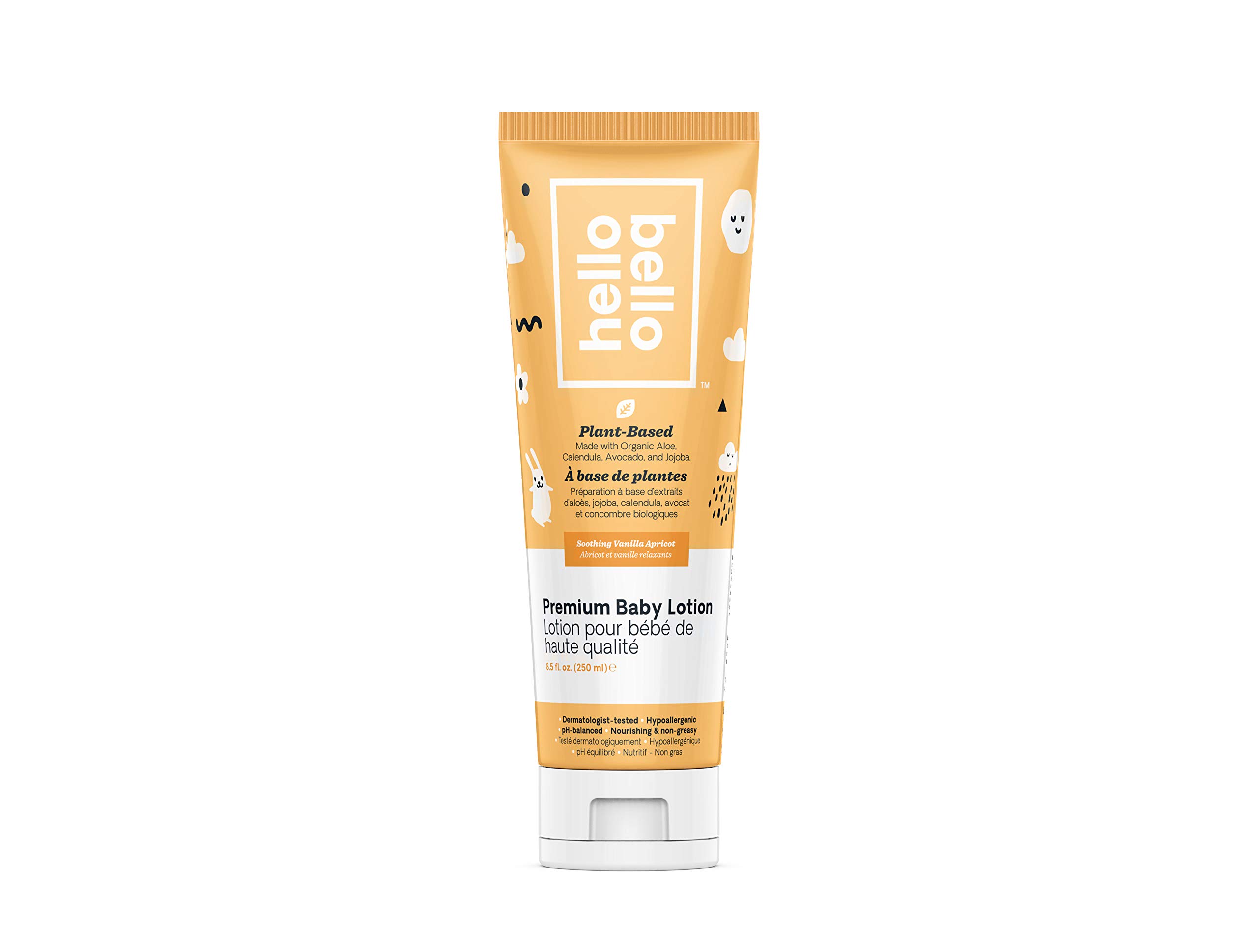 Hello Bello Baby Lotion - Dermatologist-Tested & Hypoallergenic For Sensitive Skin - Thoughtful Ingredients - Nourishing & Non-Greasy - Fresh & Clean - Vanilla Apricot, 250 Milliliters