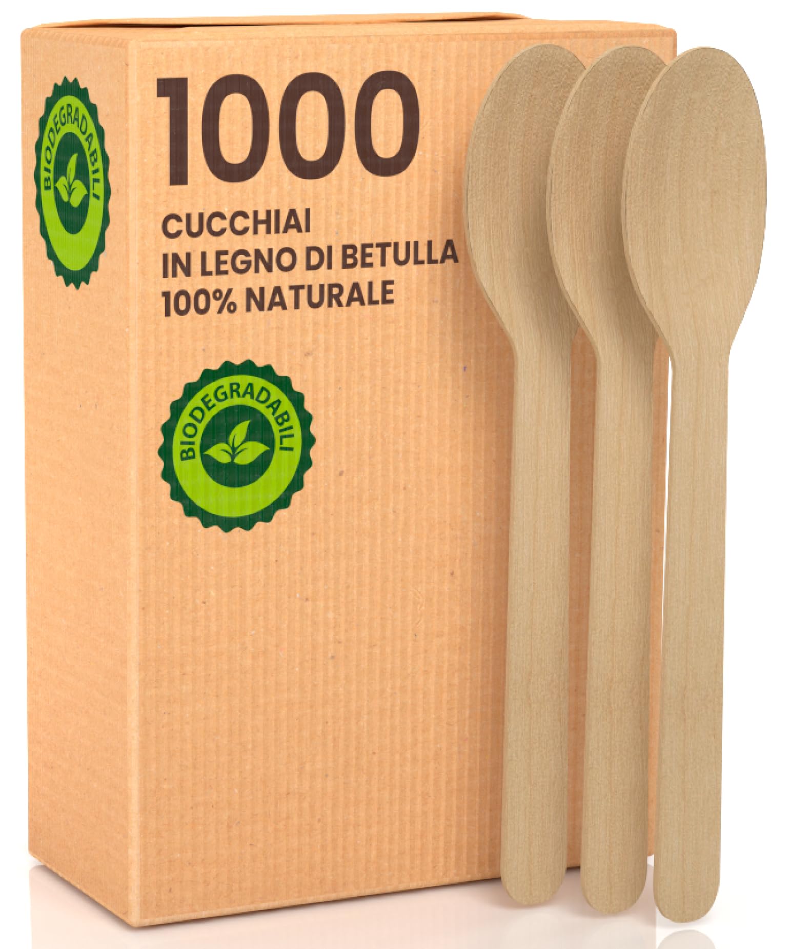 1000 Ekologiczne Łyżki Jednorazowe 100% Naturalne Biodegradowalne i Zamiatane Sztućce jednorazowe i Rzut