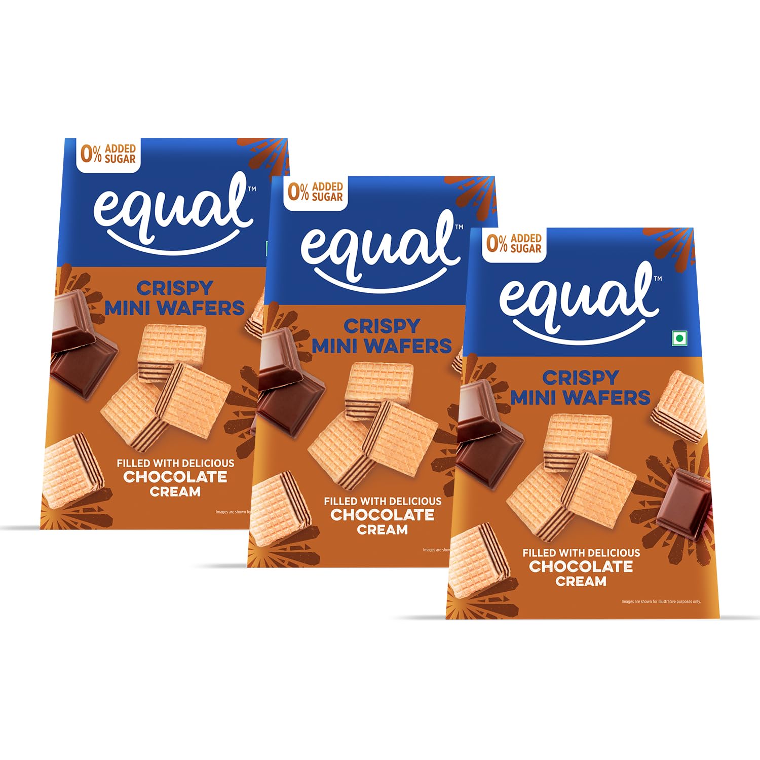Equal Chocolate Wafer Cubes (Sugar-Free) | Pack of 3 (100g each) | 0% Added Sugar & 100% Taste | Flavoured Wafers | Crispy Creamy Wafers | Crunch Anytime Anywhere