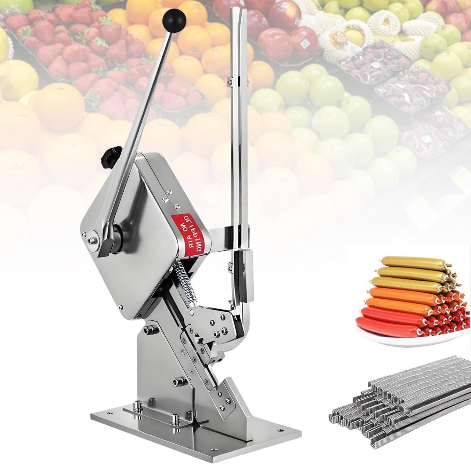 MRVAKDYDI Portable Tying Machine for Sealing, Manual U-Shape Sausage Clipper Sealing Machine For U503 U506 U508 Clips(Machine+U503Y)