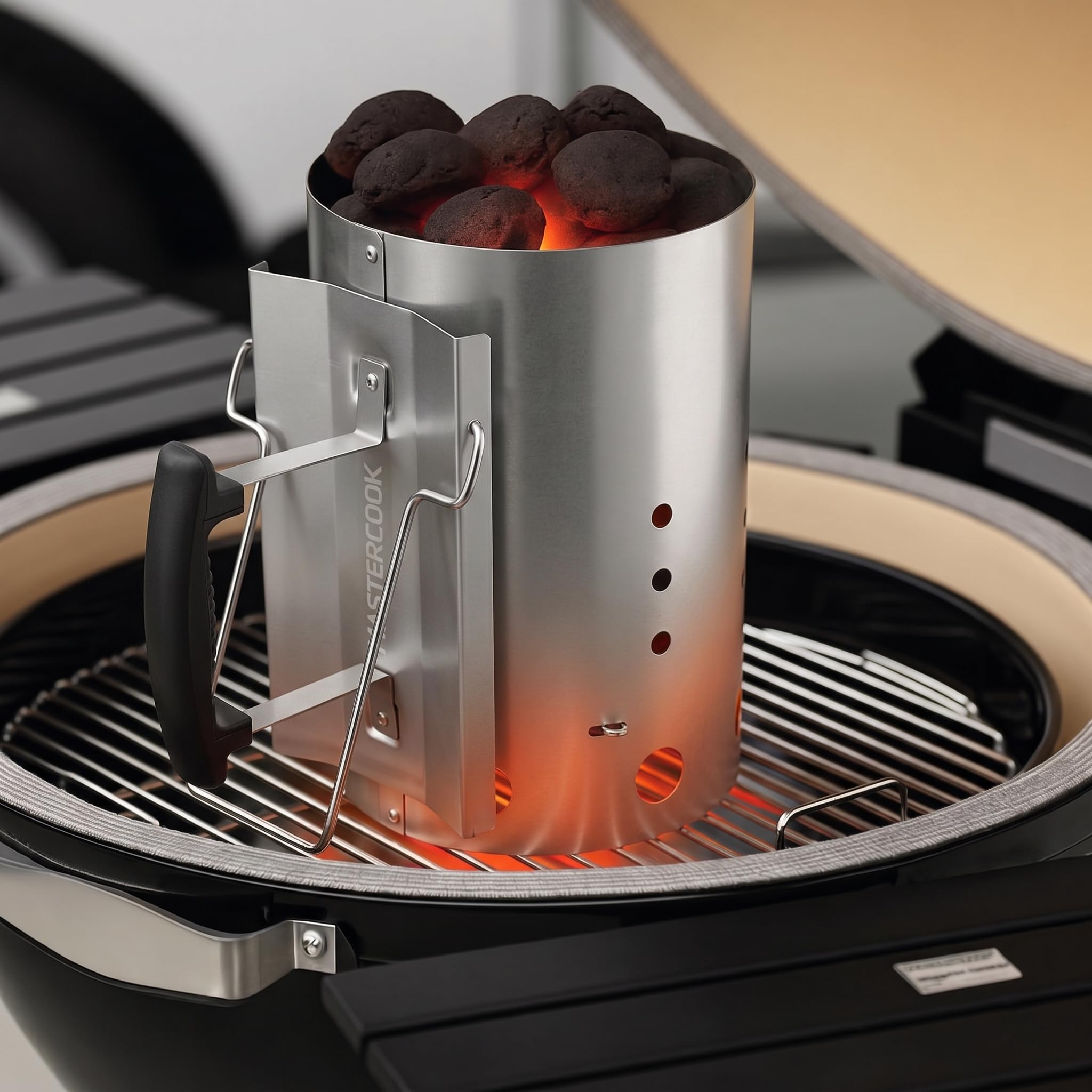 Brigros MasterCook Cheminère Barbecue Aluminium Allume Charbon Bois 19 cm 30 cm 1,5 kg