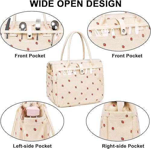 Miniatura 10 de Lonchera térmica para mujer, lonchera grande con aislamiento, lonchera para adultos, cajas reutilizables para mujer, trabajo, picnic, escuela, playa