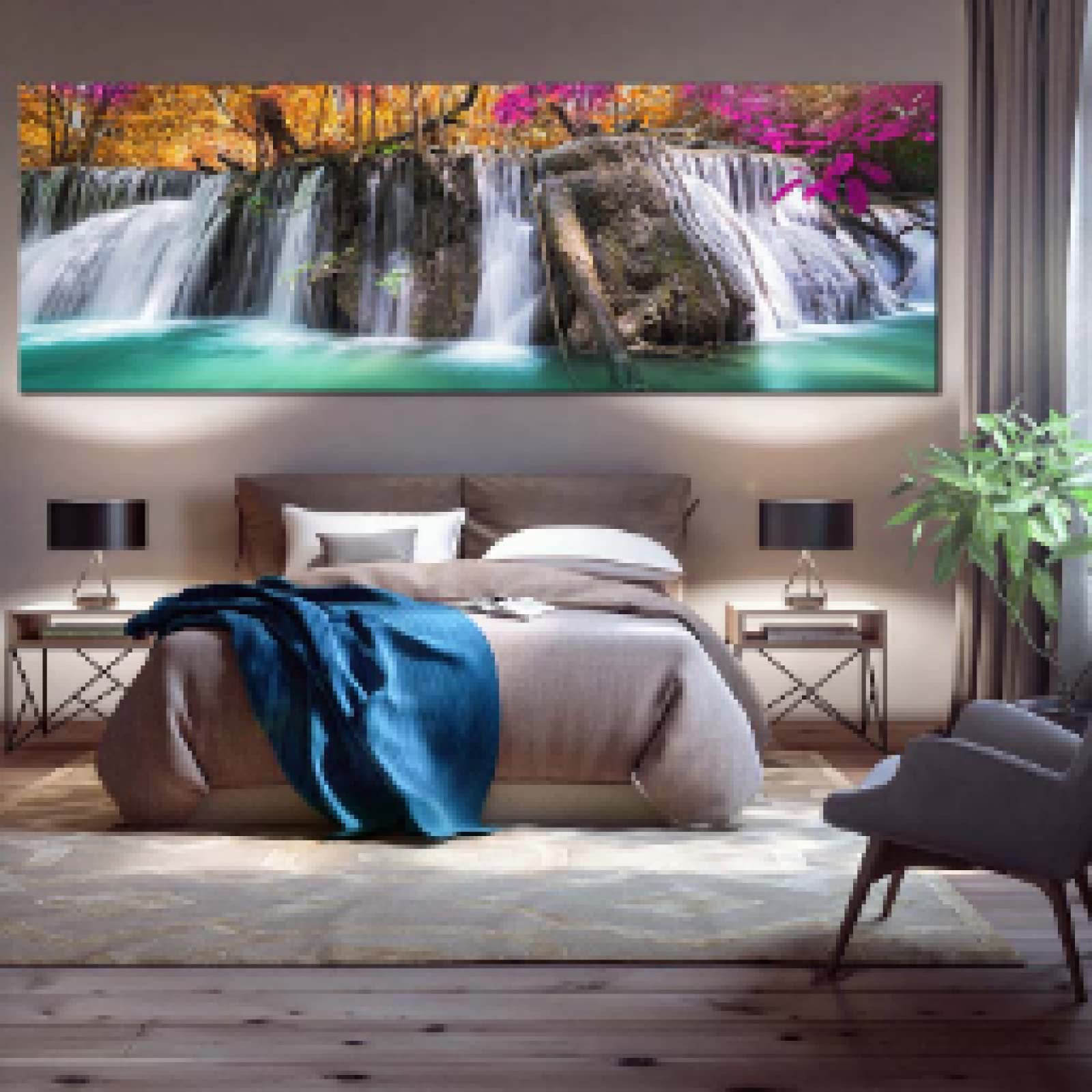 Toile murale cascade et coucher de soleil pour salon relaxant - 6