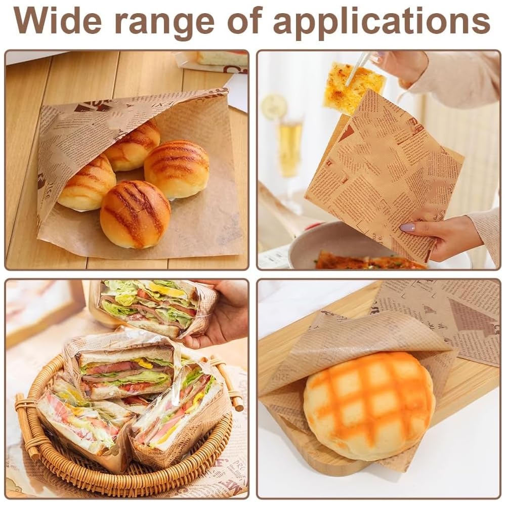 150 Stück Deli-Papier 15x15 Cm – Fettdicht, Wasserabweisend, Für Burger, Pommes & Sandwiches