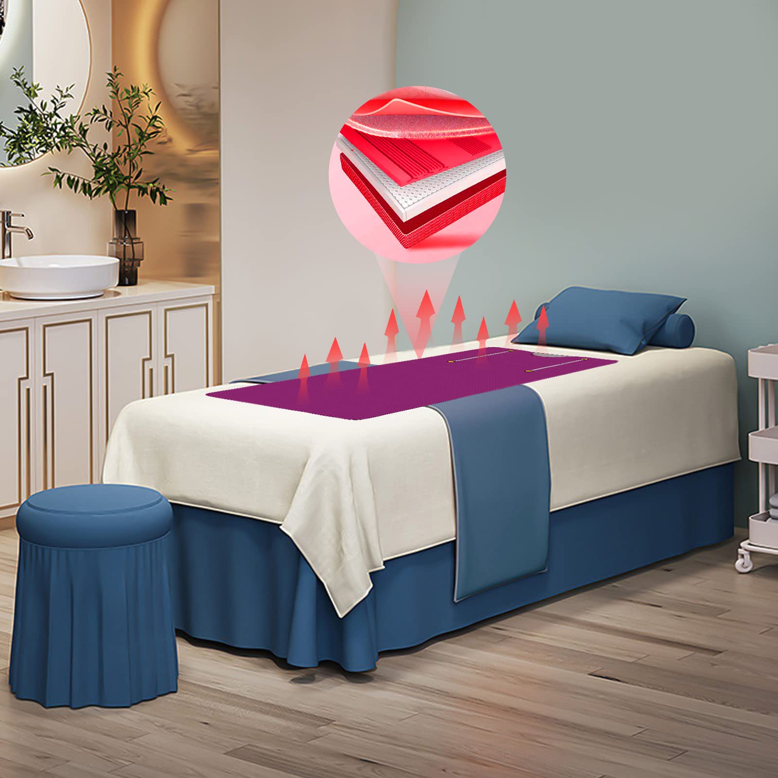 Coperta per sauna a infrarossi, 650 W, per bruciare i grassi, per casa, spa, controllo della temperatura, funzione timer, per terapia termica, pieghevole, senza fili, versatile, per adulti, 180 x 80