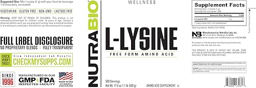 Miniatura 7 de NutraBio L-lisina Polvo - 1764 oz
