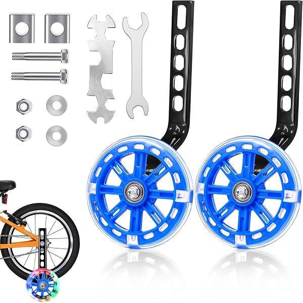 Herbst Ruedas de apoyo, Ruedas para bicicleta infantil, Ruedas de bicicleta intermitentes para niños, Ruedas de apoyo ajustables y seguras, Ruedas universales auxiliares para 12 14 16 18 20 pulgadas - 1
