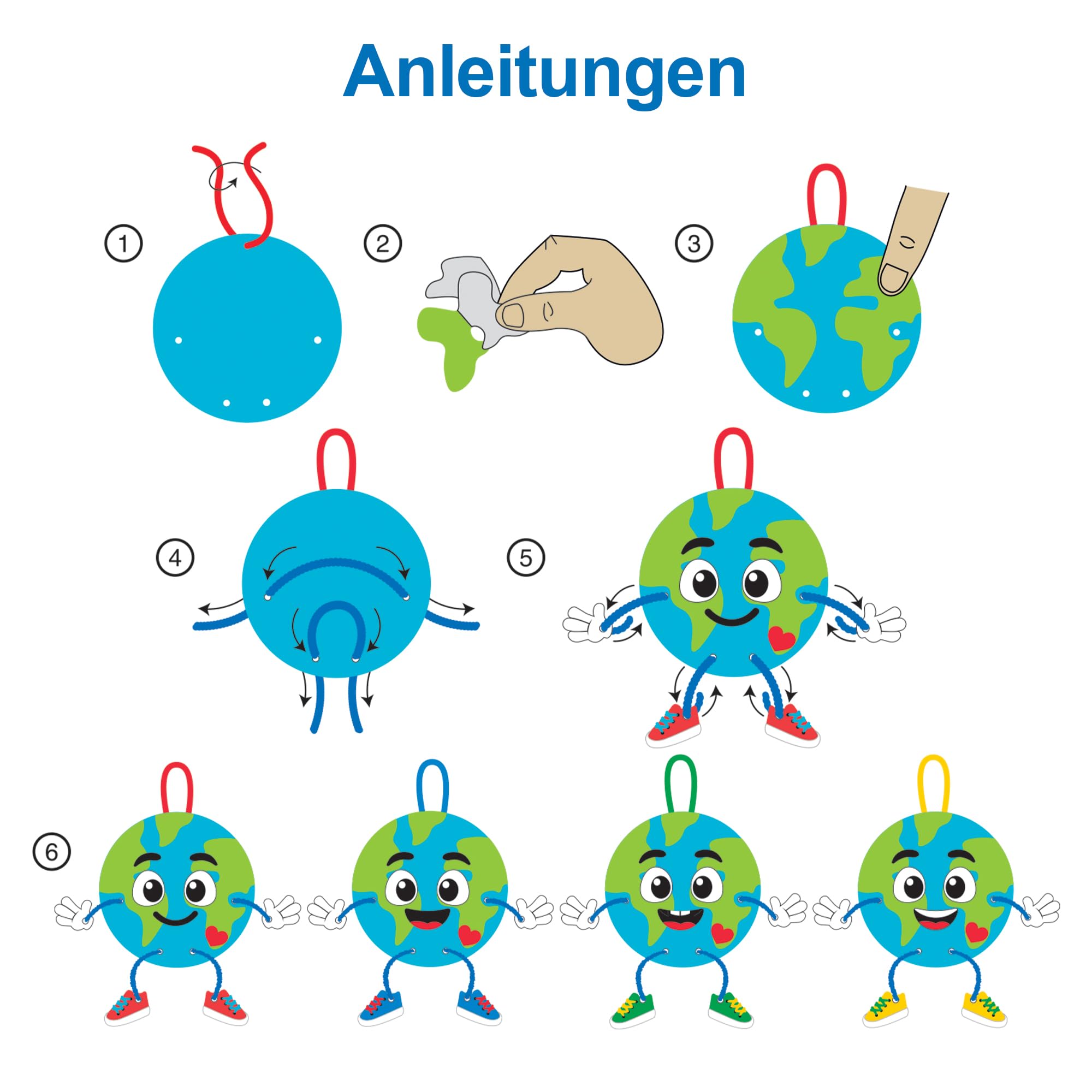 Baker Ross Planet Erde Bastelset | 8 Stück | Für Kinder Zum Earth Day | Selbstklebende Schaumstoff-Deko