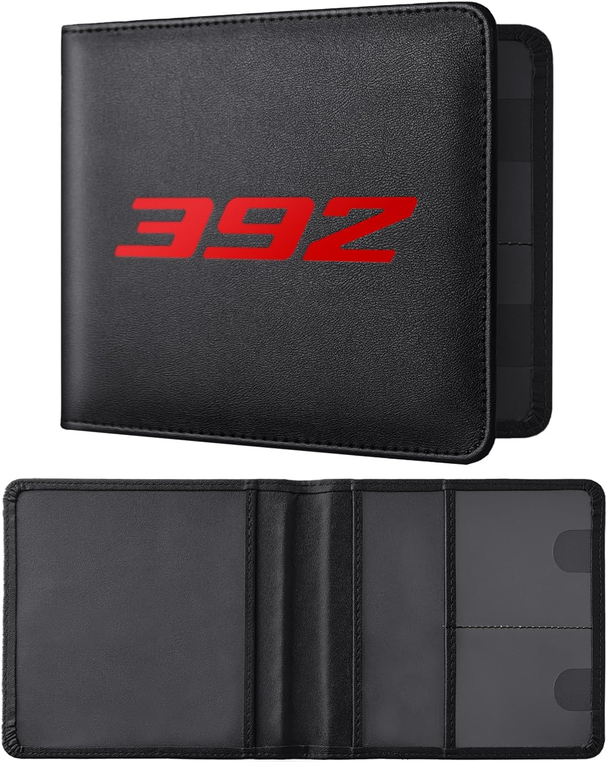 Leather Car Registration and Insurance Cards Holder Compatible with Dodge Challenger Durango SRT 392 Cars, Vehicle Glove Box Car Organizer with Magnetic Shut, Documents License for 392 Owners Small (13cm x 14cm) Black Box -Red 392