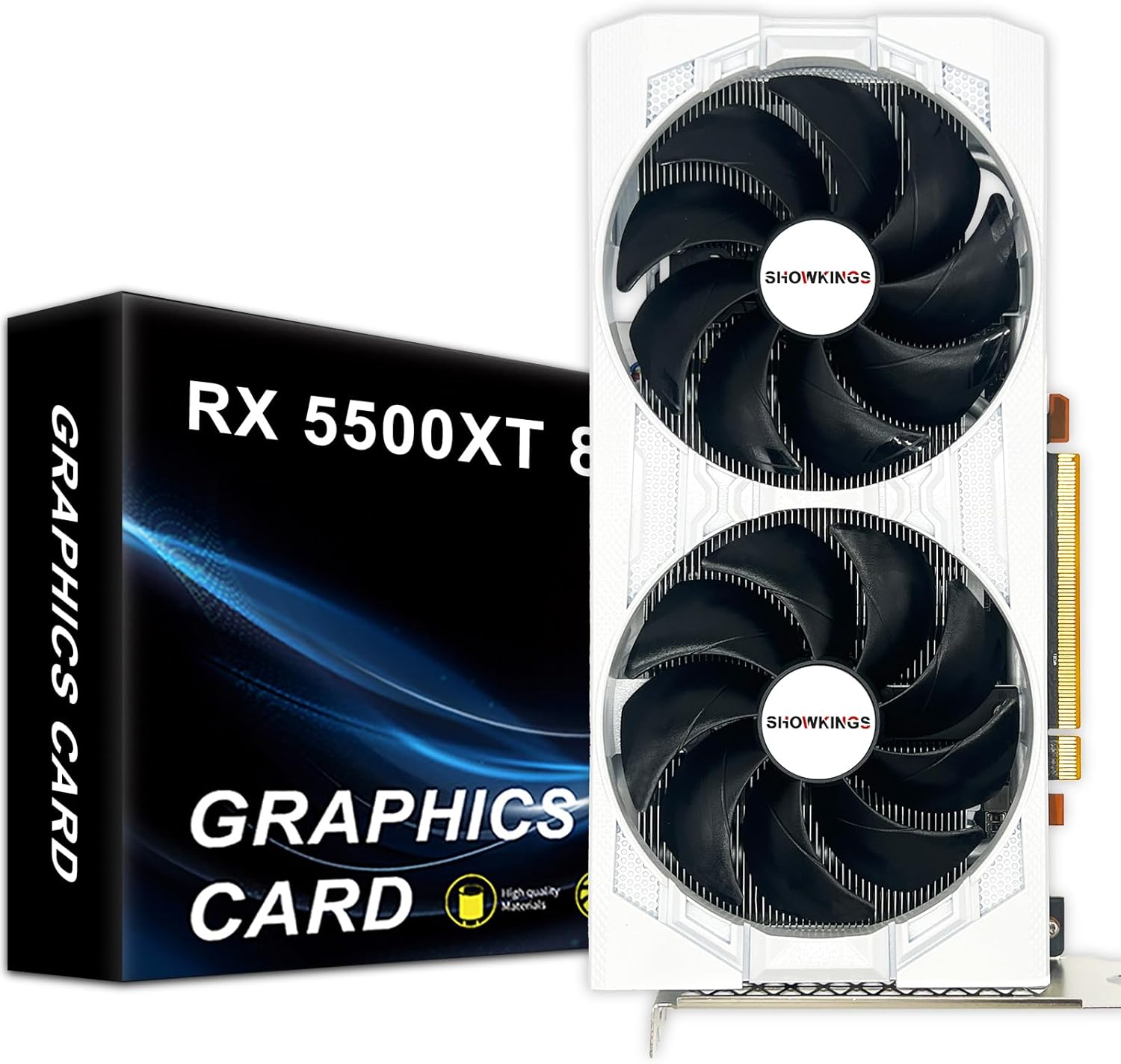SHOWKINGS Radeon RX 5500 XT Graphics Card, 8GB GDDR6 128 Bit Video Card PCI Express 4.0X8 Dual Cooling Fan Computer Gaming GPU with HDMI and DP Output