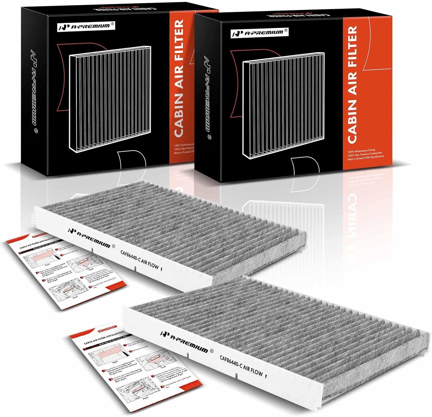 A-Premium 2-PC Cabin Air Filter with Activated Carbon Compatible with VW Jetta 1993-2005, Passat 2001-2005, Golf 1993-2006, Beetle 1998-2010, Cabrio 1995-2002 & Audi TT, TT Quattro, Replace# 1J0819644