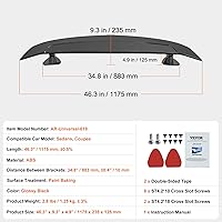 Vista 7 de VEVOR GT Wing - Alerón universal de 46.3 pulgadas, compatible con la mayoría de sedanes y cupés, material ABS de alta resistencia, alerón trasero