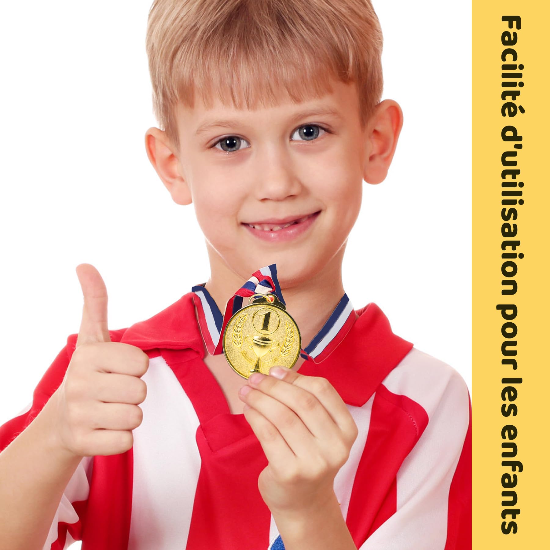 Brelet Médailles de Récompense en Métal doré avec Ruban 36 Pcs pour Compétition Sportive