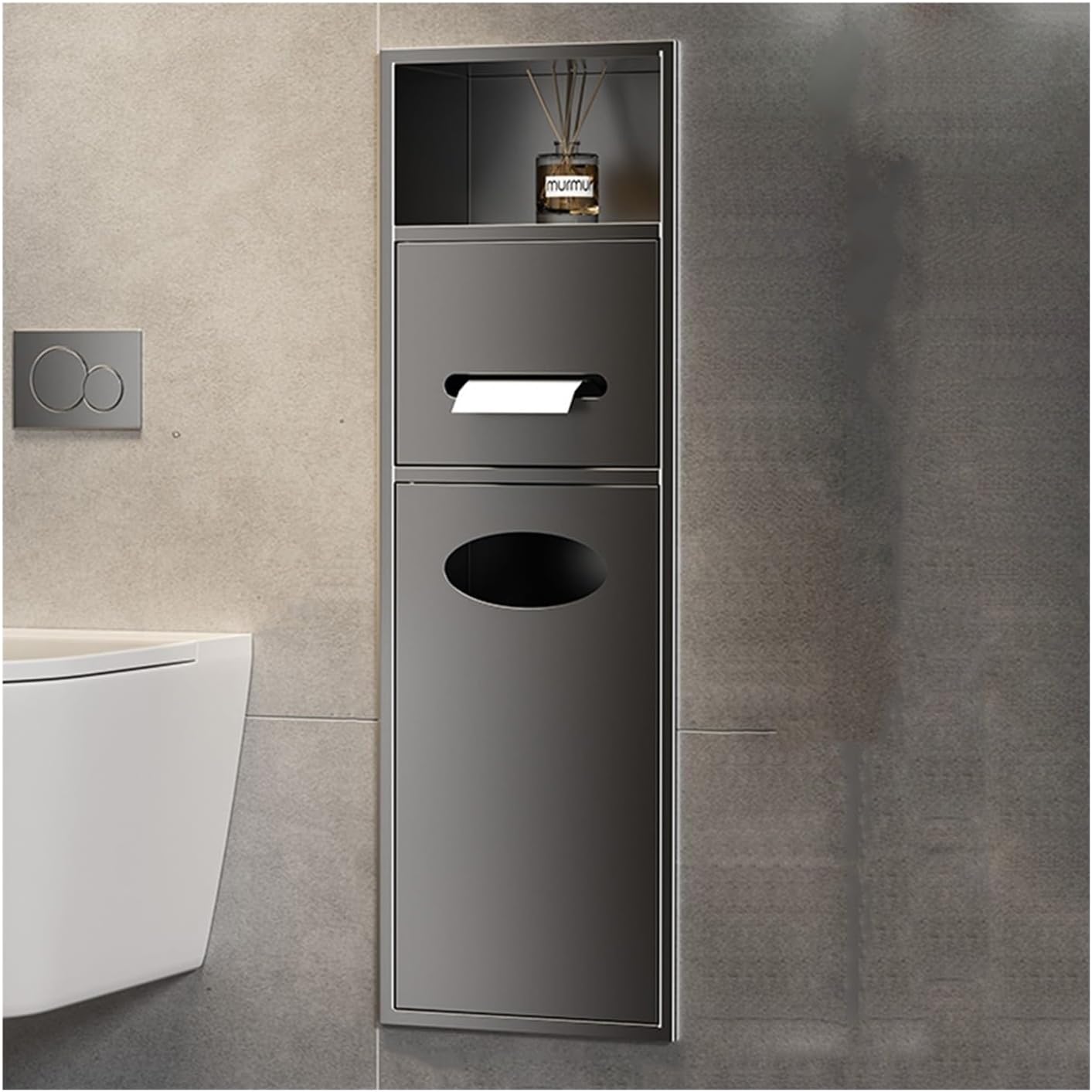Stainless Steel Shower Niche, Wall Recessed Bathroom Shelves, Room Alcove, Toilet Paper Toilet Brush Shampoo Toiletries Rubbish Storage Shelves -Red||63x20x13.5CM