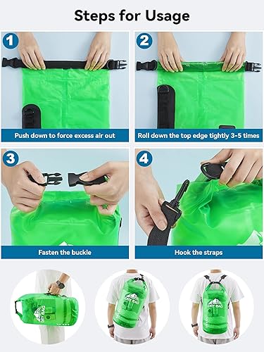 Miniatura 70 de HEETA - Bolsa seca de 5L/10L/20L/30L/40L, parte superior enrollable, maleta ligera con funda para teléfono, ideal para natación, navegación, Rojo