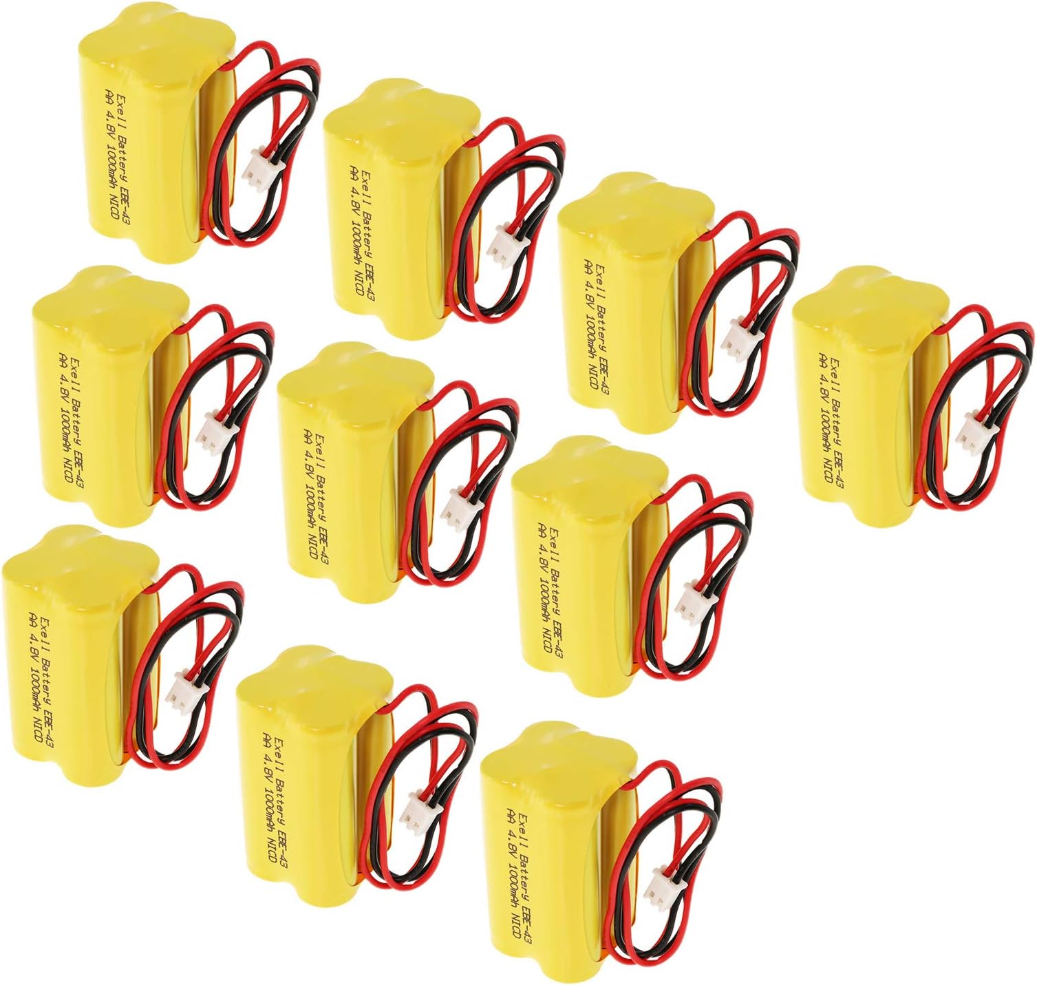 (10-Pack) 4.8V 1000mAh Emergency/Exit Lighting Battery Fits and Replaces Emerlight BL93NC487 ANIC1117 Unitech Systems D-AA500 Daybright BL93NC487 E-conolight E-XP2RBW Emergi-lite BL93NC487