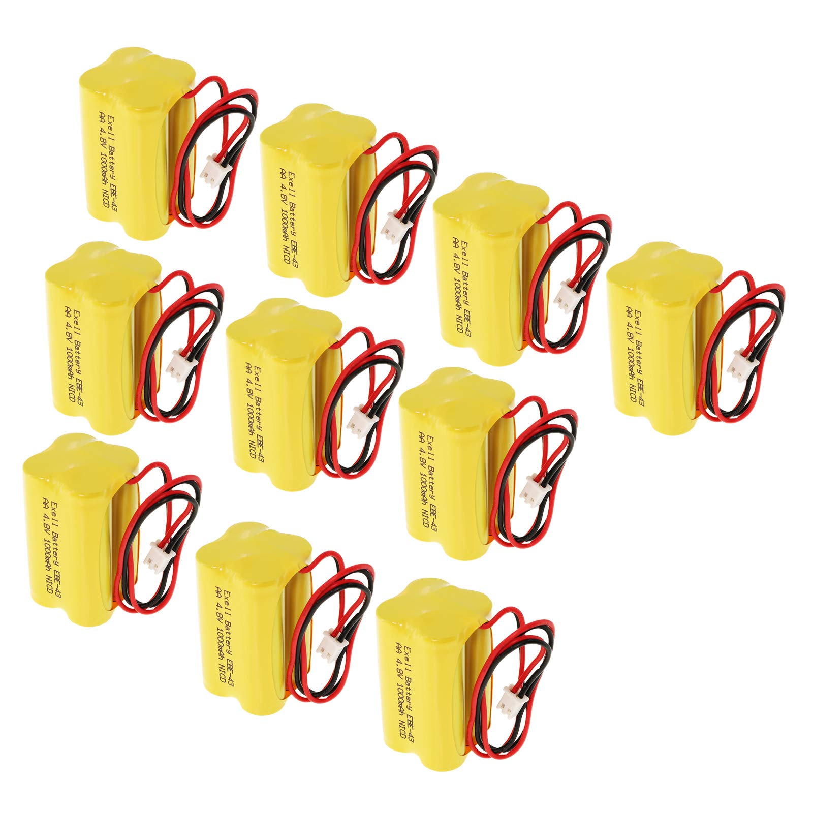 (10-Pack) 4.8V 1000mAh Emergency/Exit Lighting Battery Fits and Replaces Emerlight BL93NC487 ANIC1117 Unitech Systems D-AA500 Daybright BL93NC487 E-conolight E-XP2RBW Emergi-lite BL93NC487
