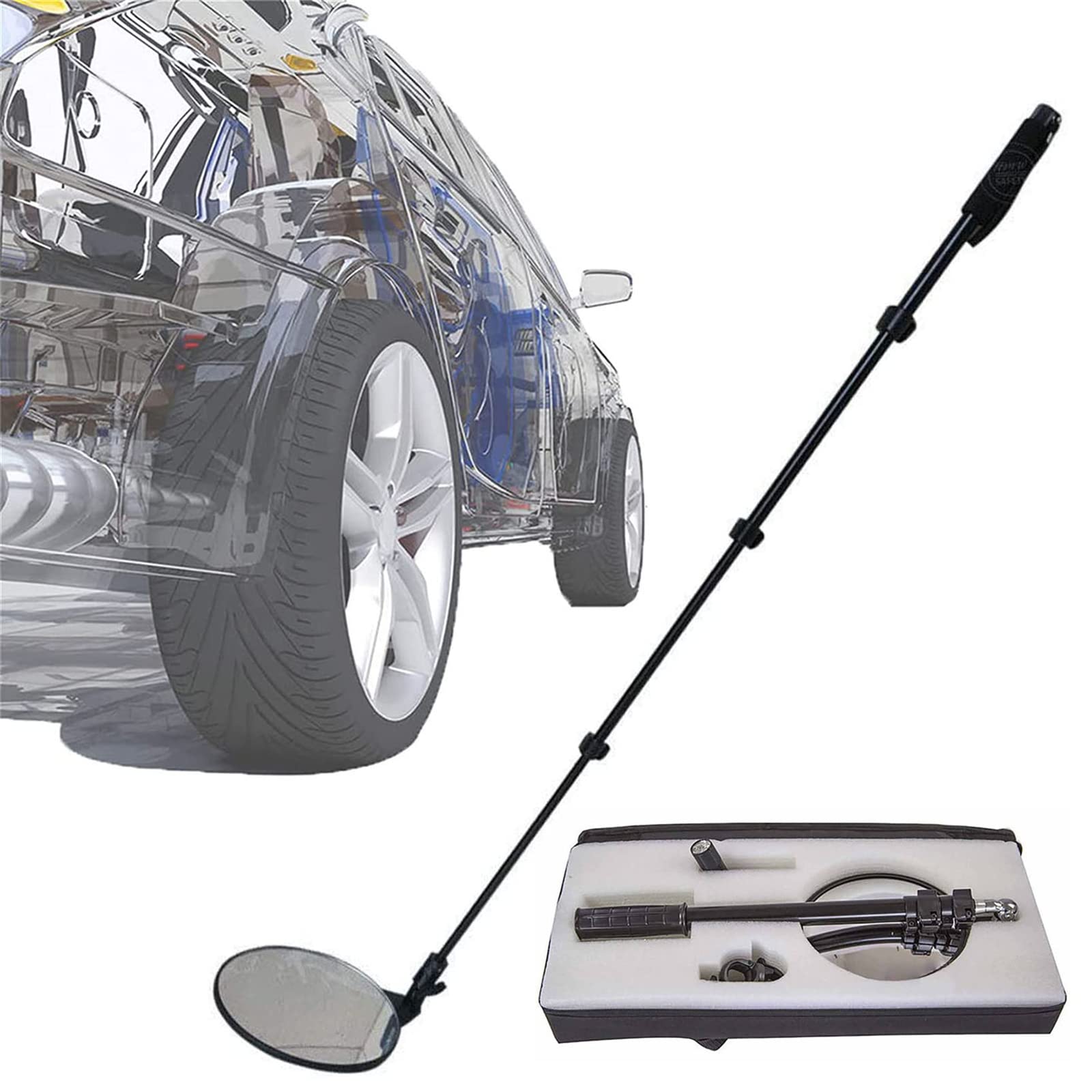 Espejo de inspección telescópico para Debajo del vehículo, Herramienta Manual de Largo Alcance, Ideal para Controles de Seguridad automotriz, de construcción e Industrial.