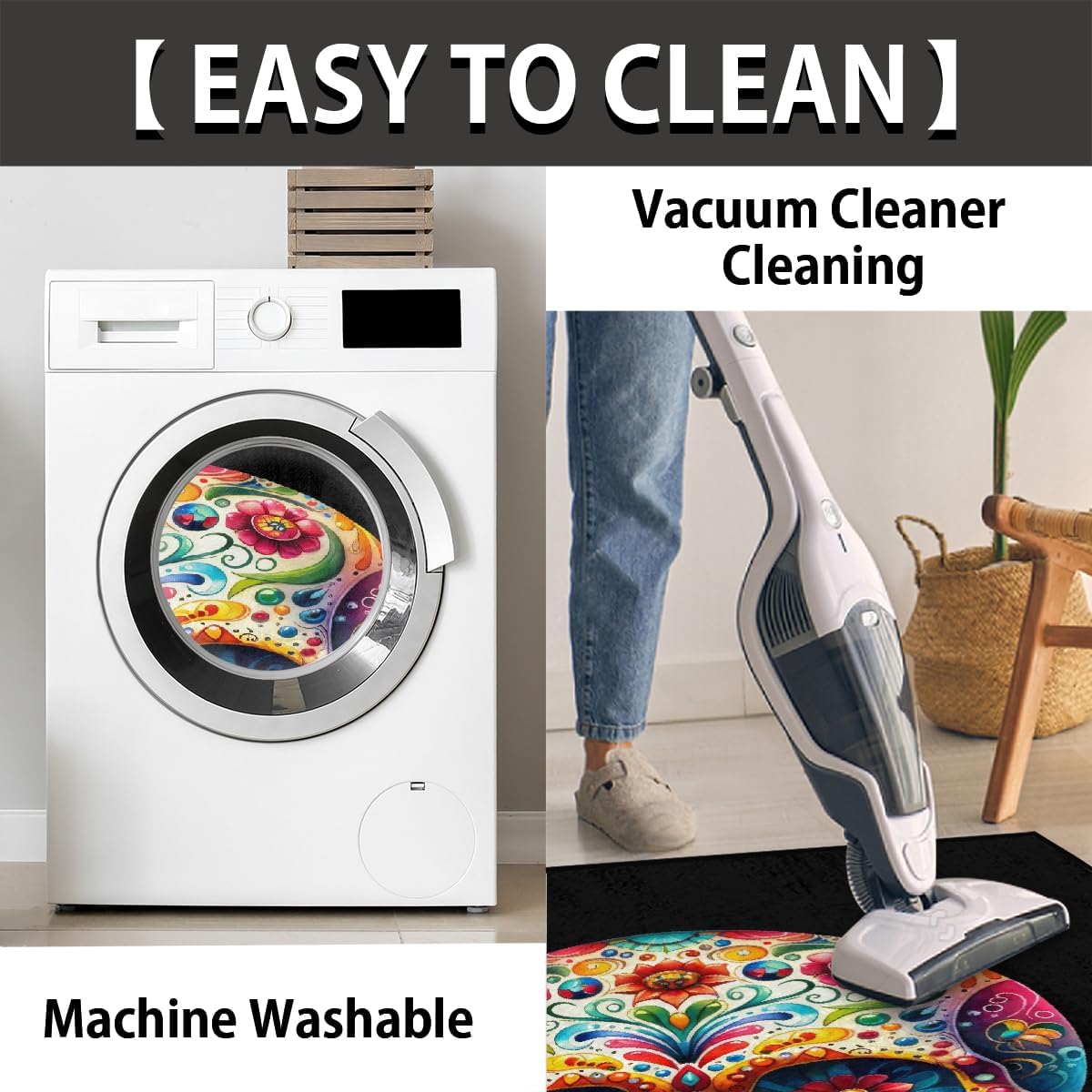 Half Round Door Mat Rainbow Skull Cool Half Moon Rug Washable Skull Flower Half Circle Area Rugs Indoor Entrance Non Slip Semi Circle Bathroom Rugs for Kithen Bedroom Fireplace Decor