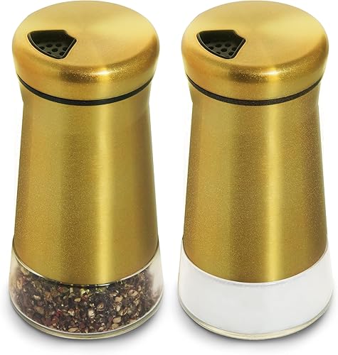 Salero y pimentero de acero inoxidable, recipiente de botella con parte inferior transparente con parte superior de acero inoxidable, con orificio
