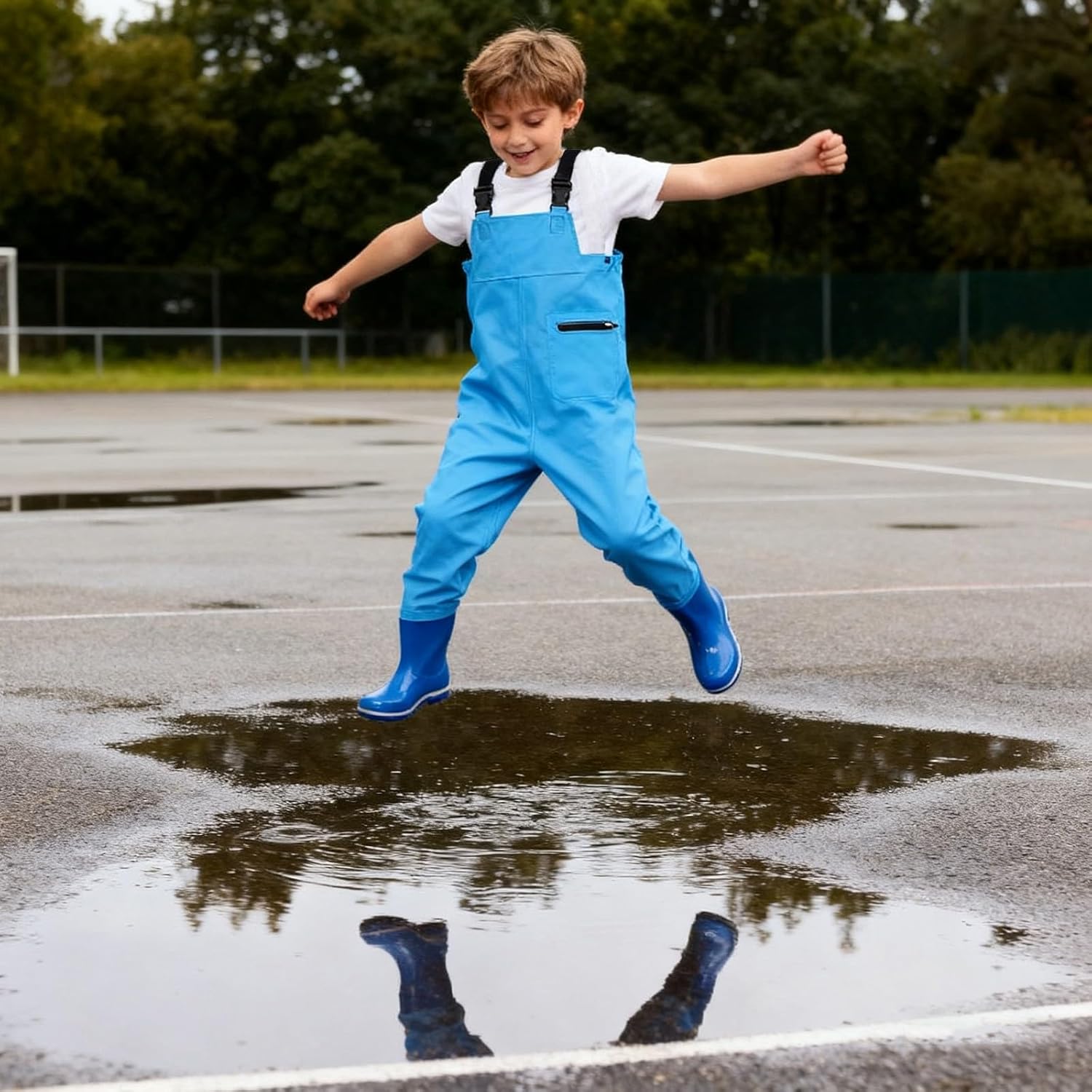 Kids Boys Girls Rain Pants Overalls Water-Resistant Lightweight Footed Bibs Spring Solid Casual Cute Outfits