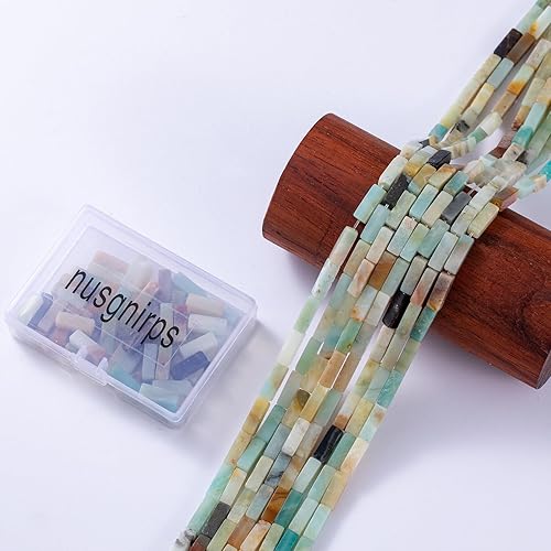 Miniatura 6 de Cuentas de tubo rectangular de amazonita natural, 0.157 x 0.512 in, 15.0 instr sueltas de piedras semipreciosas para hacer pulseras, collares, aretes
