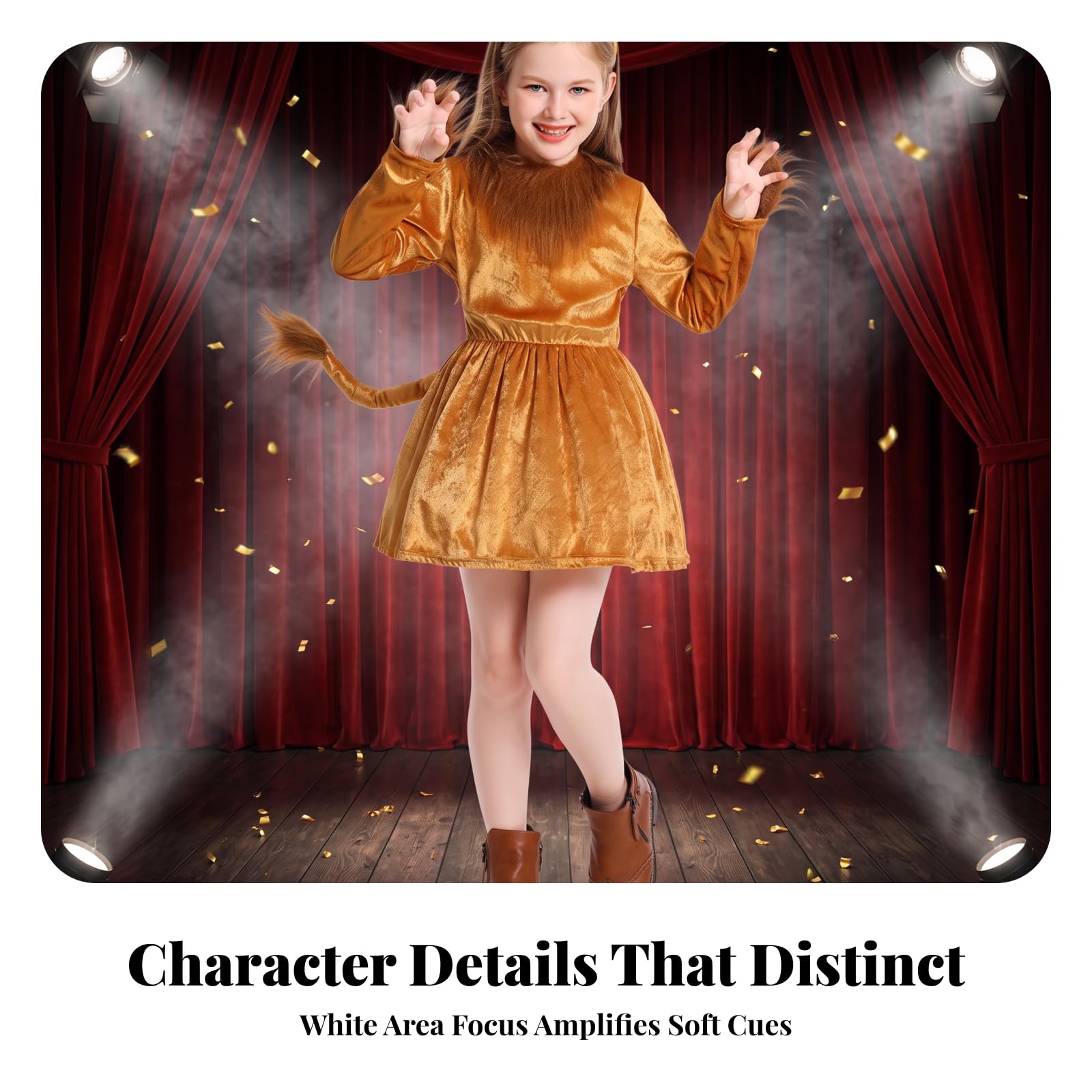 Set di Accessori da Leone | Tessuto Effetto Velluto, Costume da Leone con Cerchietto, Soffice, per Feste a Tema, Recite Scolastiche, Halloween, Bambini