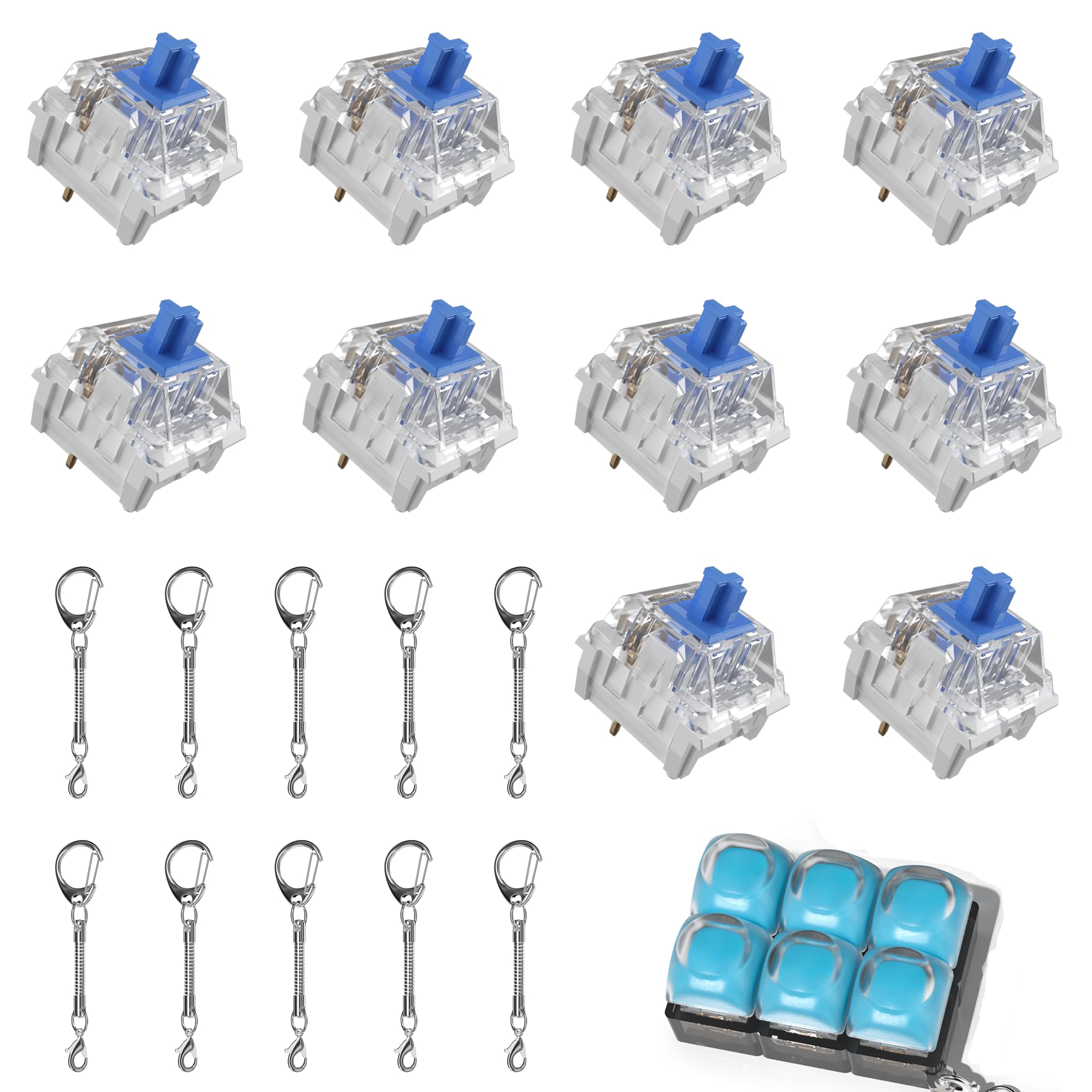 Zhouwang 1000PCS Blue Click Switch,Clicky Mechanical Keyboard Switches