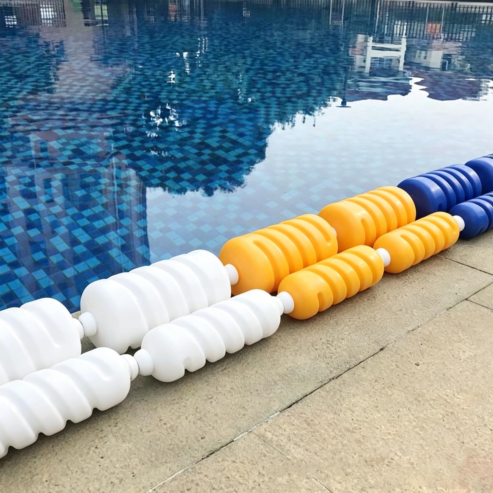 Corchera Piscina Multi-Medida con Flotadores en Espiral 6cm 9cm, Cuerda de Seguridad HDPE Rompeolas Línea de Marcación Lisa para Entrenamiento