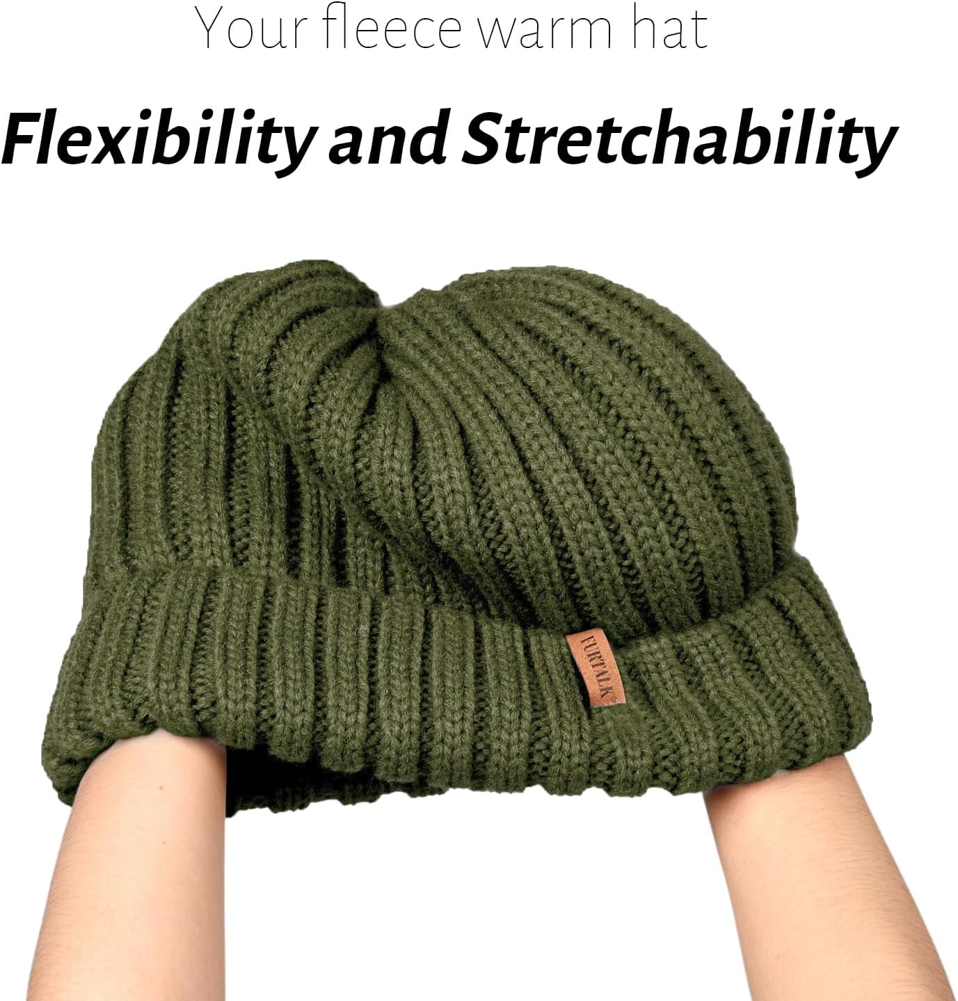 FURTALK Winter Hats for Women Fleece Lined Beanie Knit Chunky Womens Snow Cap - Image 2