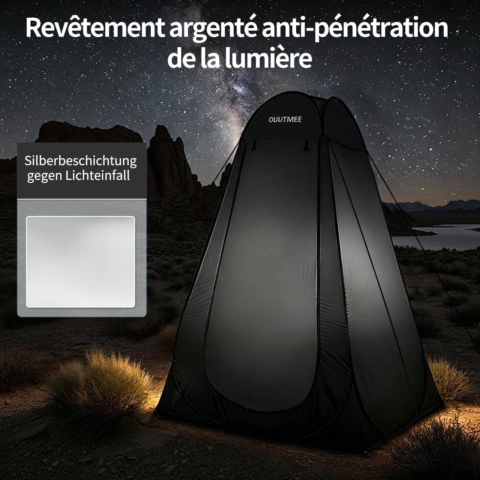 Tente de Douche Pop Up, Tentes de Camping Portable, Cabine de Douche Camping Anti-UV et Pluie, Tente de Toilette pour Randonnée en Plein Air, Plage, Pique-Nique et Pêche