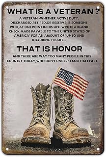 KIYOYO What Is A Veteran Vintage Tin Signs, Veteran Poster Soldier Poster Retro Funny Metal Sign Vintage Poster Wall Art For Club Bar Man Cave 12x8 Inch