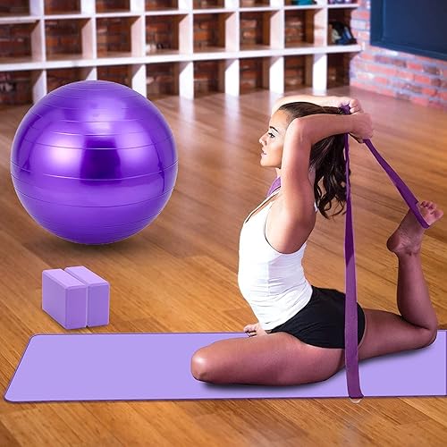 Miniatura 2 de Juego de esterillas de yoga para principiantes, esterilla de yoga con correa de transporte, bloques de yoga con correa de yoga, pelota de yoga,