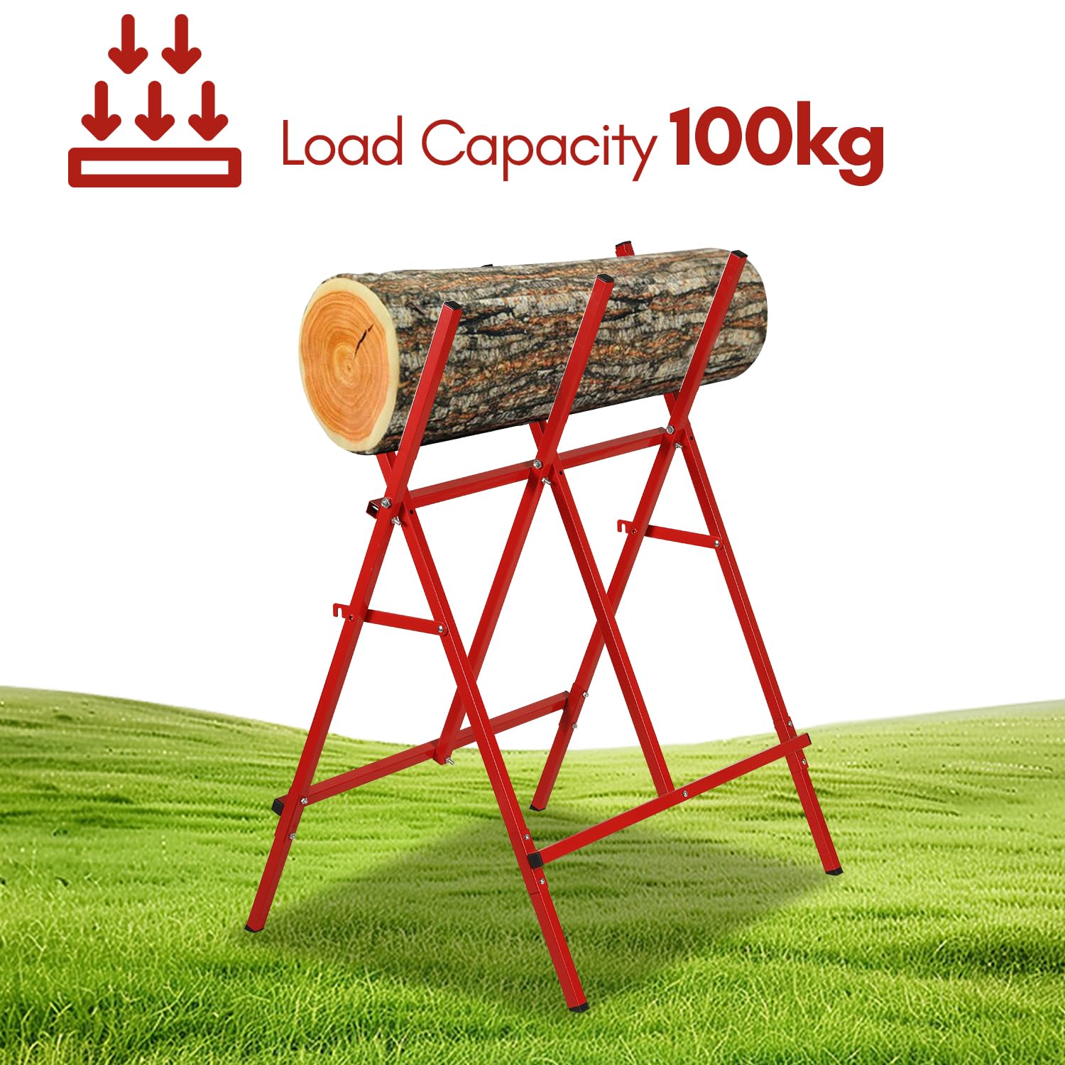 Cheval de sciage pliable Workmate en acier robuste - Pour couper des supports en bois - Capacité de charge : 100 kg - Rouge