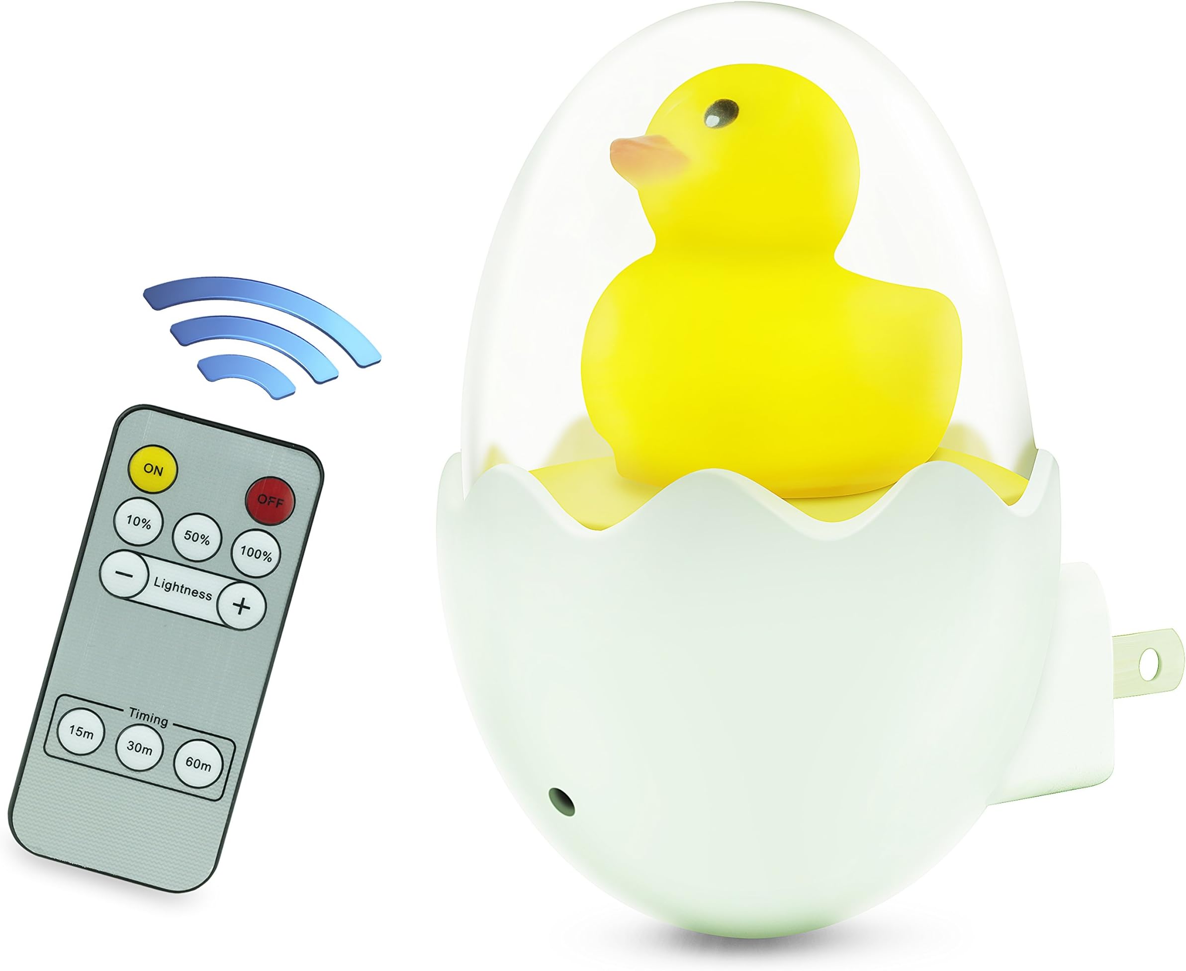 Plug in Night Light for Kids, Cute Duck Nursery Night Light with Remote Brightness and Timing Control