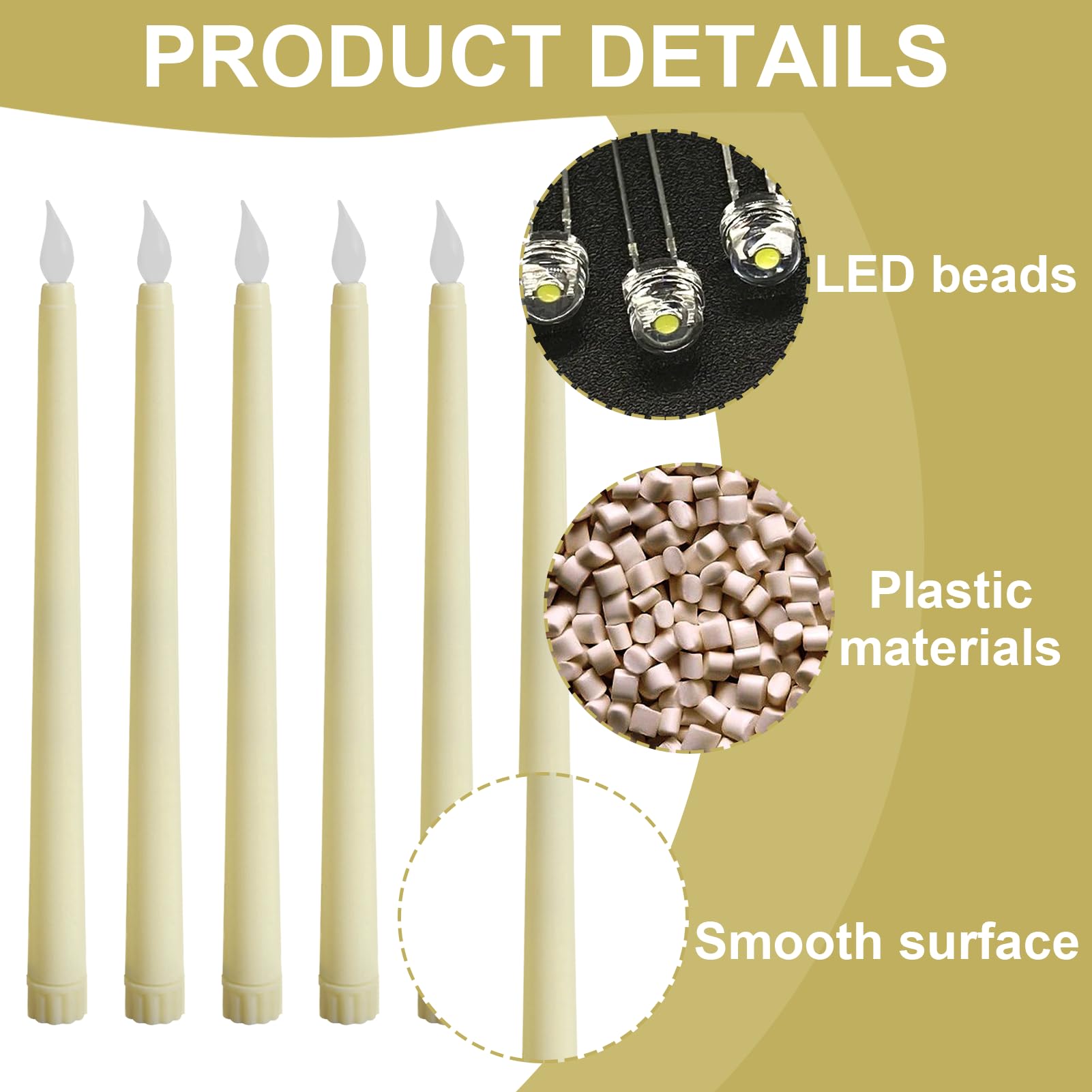 Bougies LED, 6 Pièces Bougies Chandelier LED Flamme Vacillante, Ivoire Fausse Bougie Electrique Décorative pour Pâques, Anniversaire, Fête D'Anniversaire, Mariage (Lot de 6)