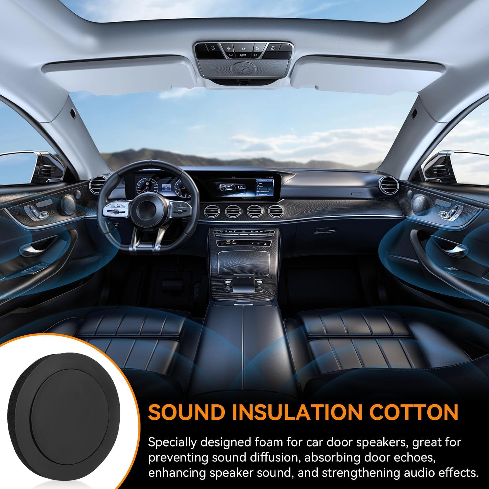 Kit de système de Haut-Parleur Universel, 19,5x14,5x2,5 cm/ 7,7x5,7x1po 4Pcs Coton Insonorisant Bloqueur de Basses pour Haut-parleur de Portière de Voiture Mousse
