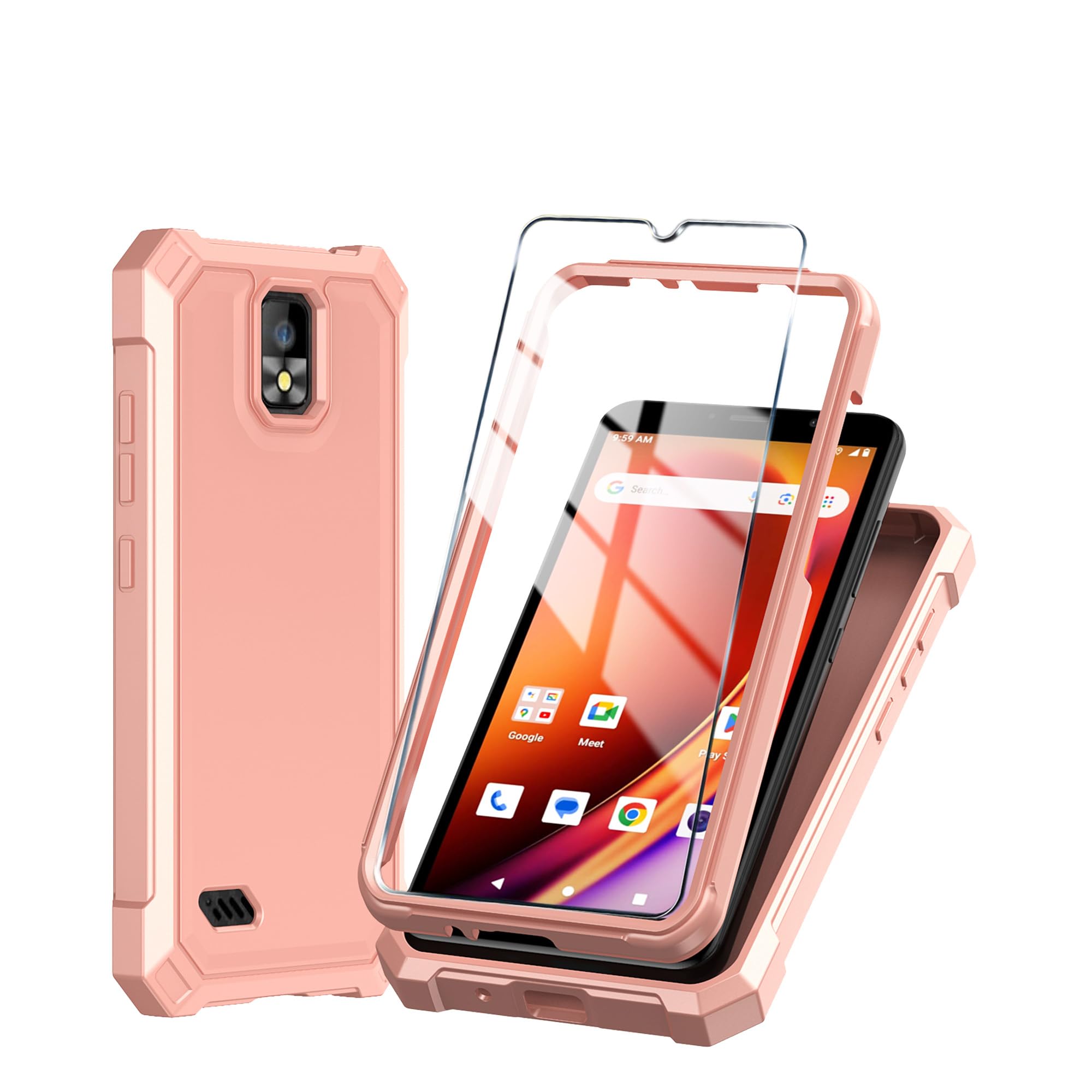 Mocotto for Hot Pepper Panca Phone Case with Tempered Glass Screen Protector,Slim Soft Silicone Full-Body Protective Cover (Hot Pepper Panca,Rose Gold